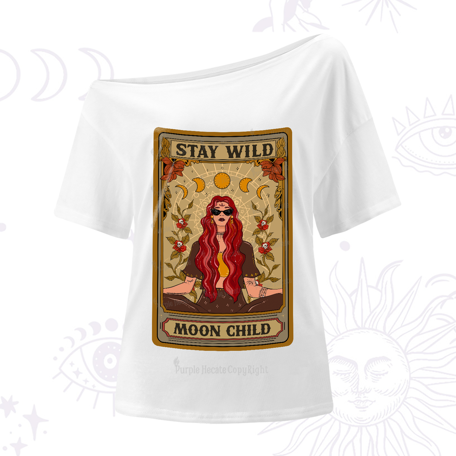 Purplehecate The Stay Wild Moon Child Oracle Card  One-Shoulder T-Shirt