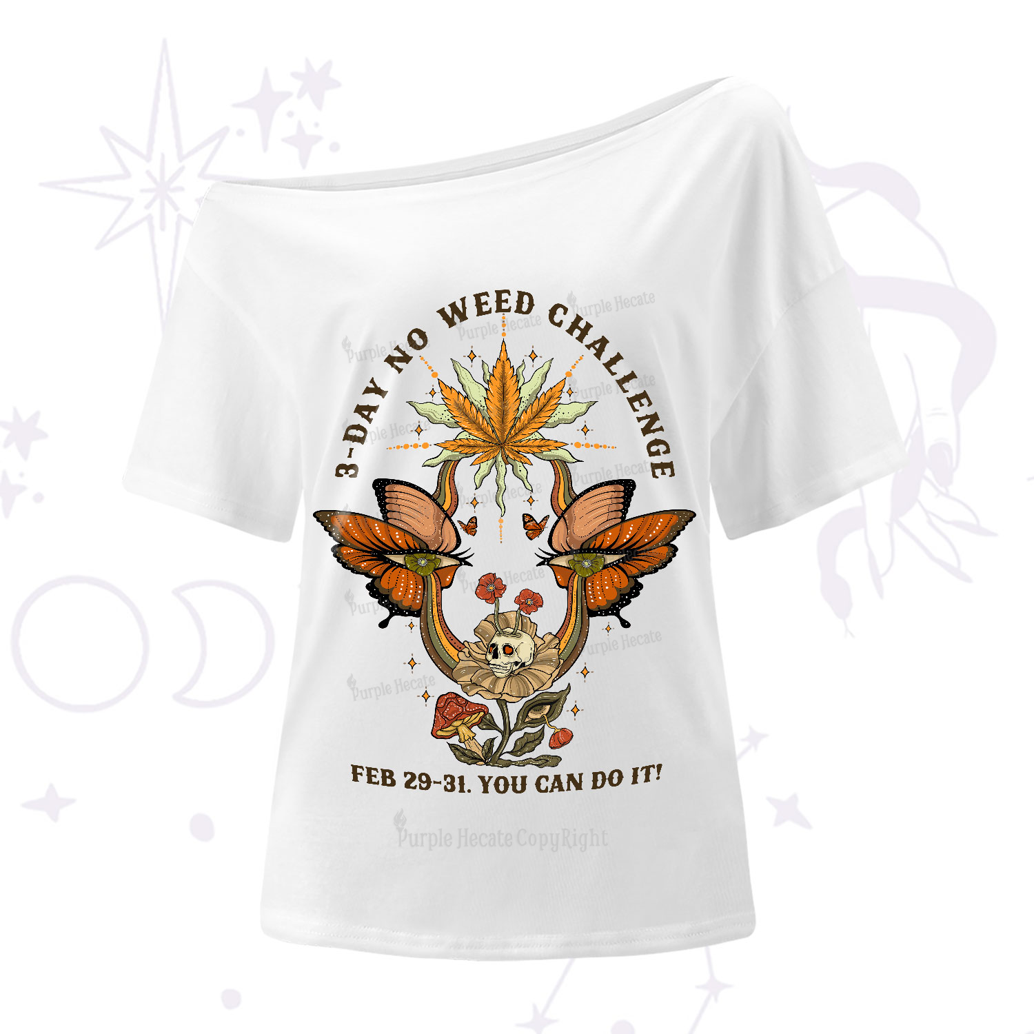 Purplehecate 3 Day No Weed Challenge One-Shoulder T-Shirt