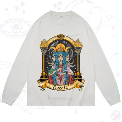Purplehecate Triple Moon Goddess Hecate Long Sleeve T-Shirt