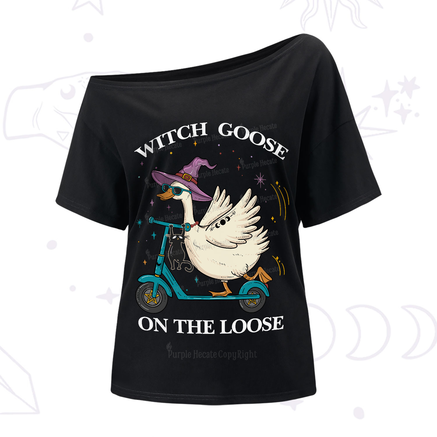 Purplehecate Witch Goose On The Loose One-Shoulder T-Shirt