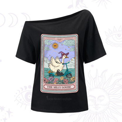 Purplehecate The Silly Goose Tarot Card One-Shoulder T-Shirt