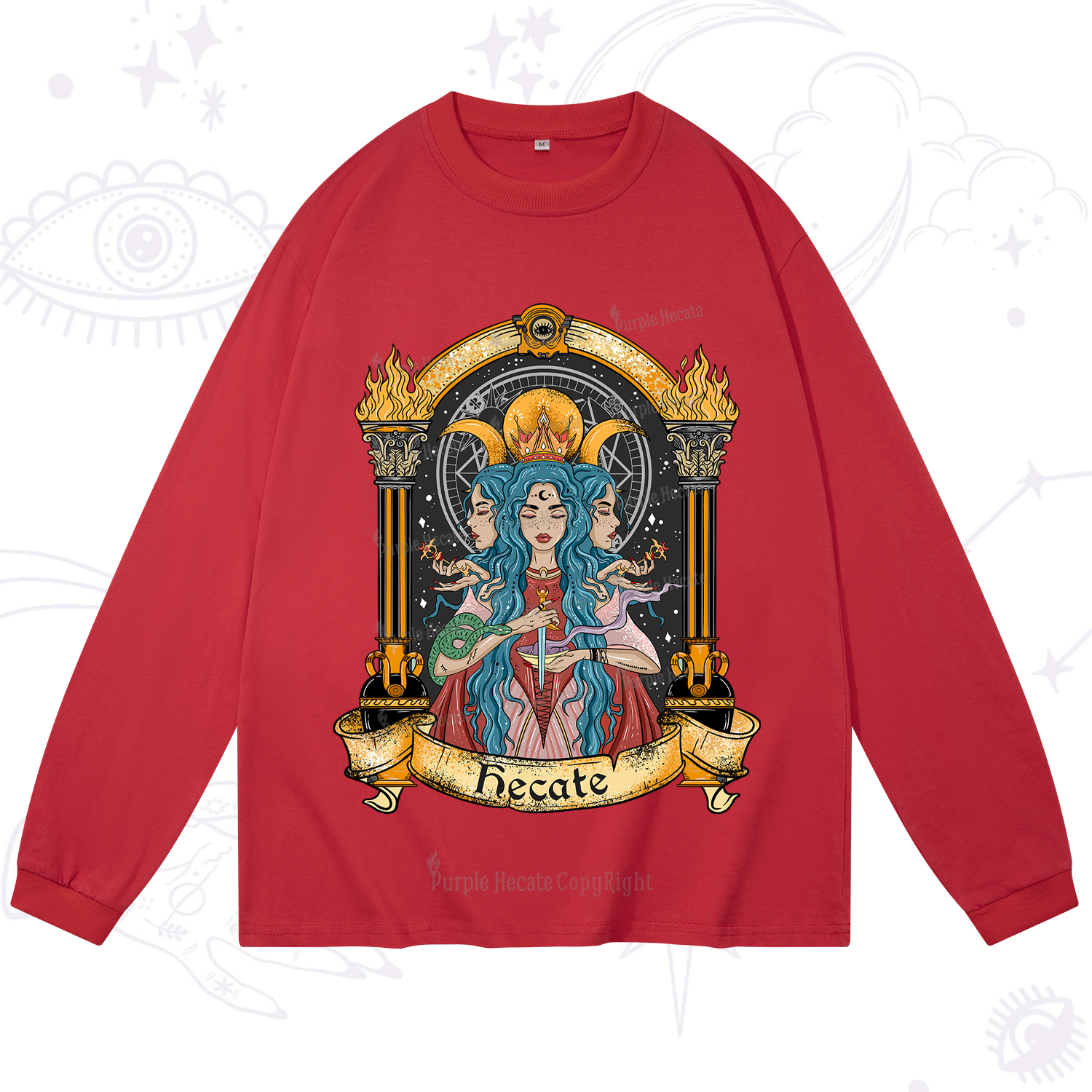 Purplehecate Triple Moon Goddess Hecate Long Sleeve T-Shirt