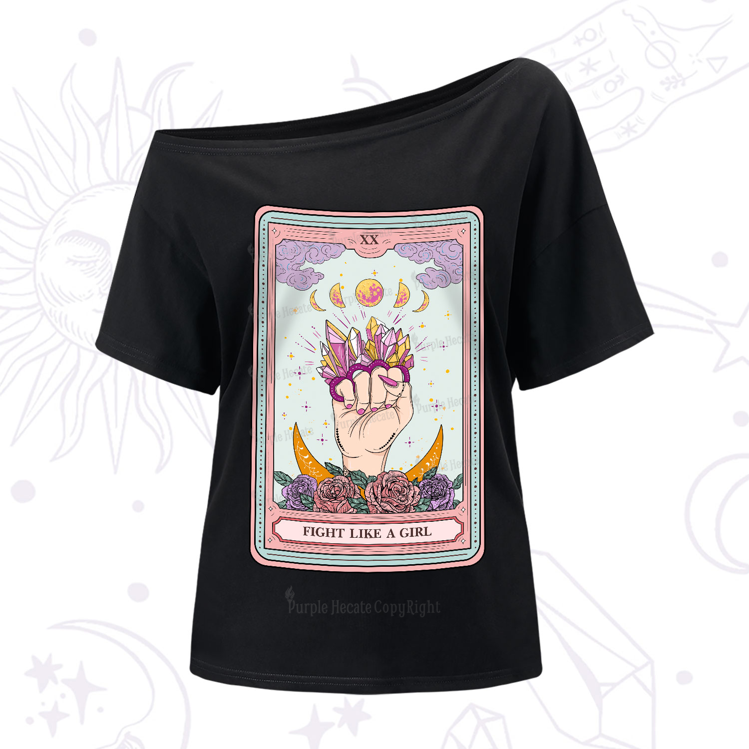 Purplehecate The Fight Like A Girl Tarot One-Shoulder T-Shirt