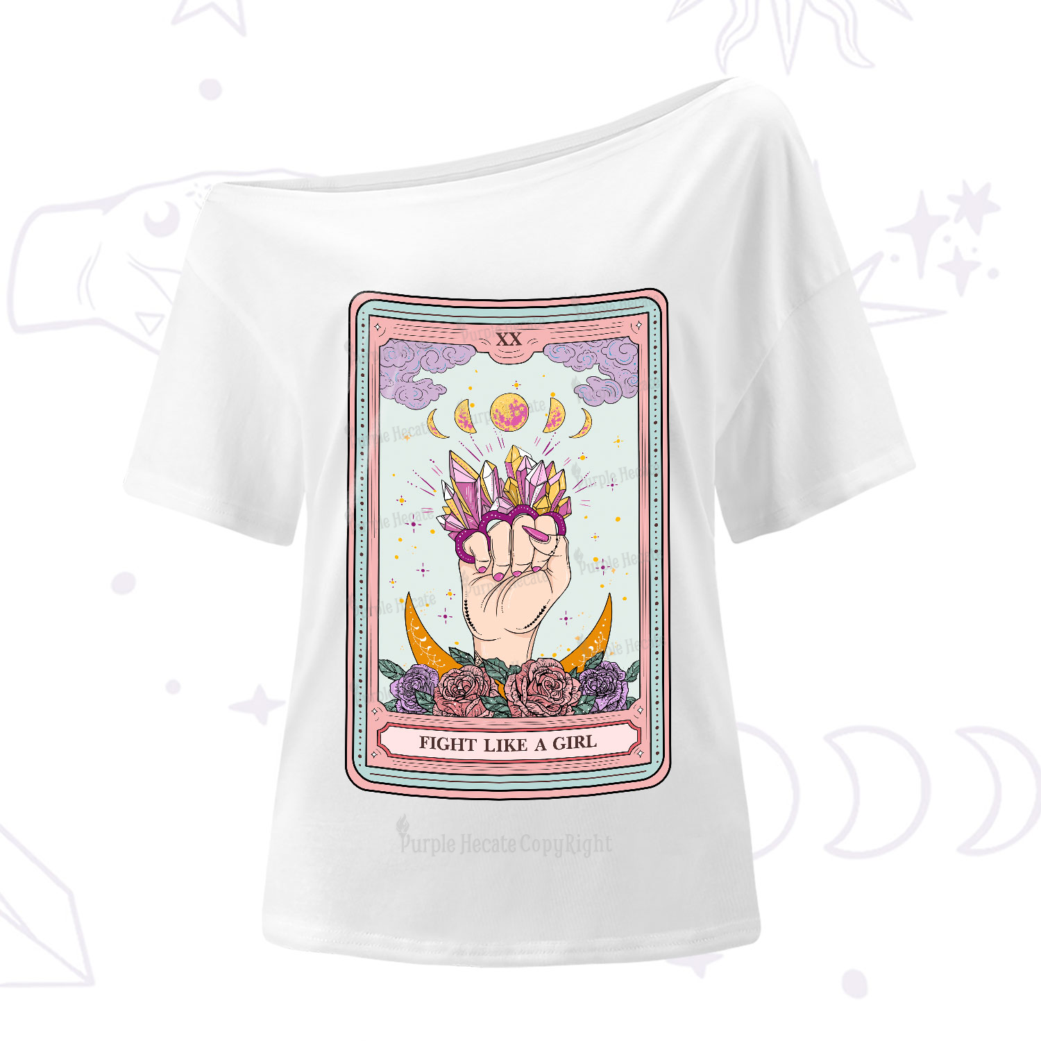 Purplehecate The Fight Like A Girl Tarot One-Shoulder T-Shirt