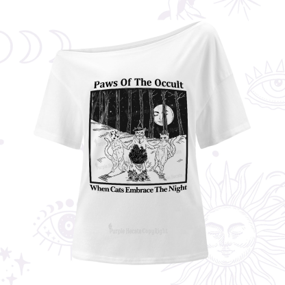 Purplehecate Witchy Cats One-Shoulder T-Shirt