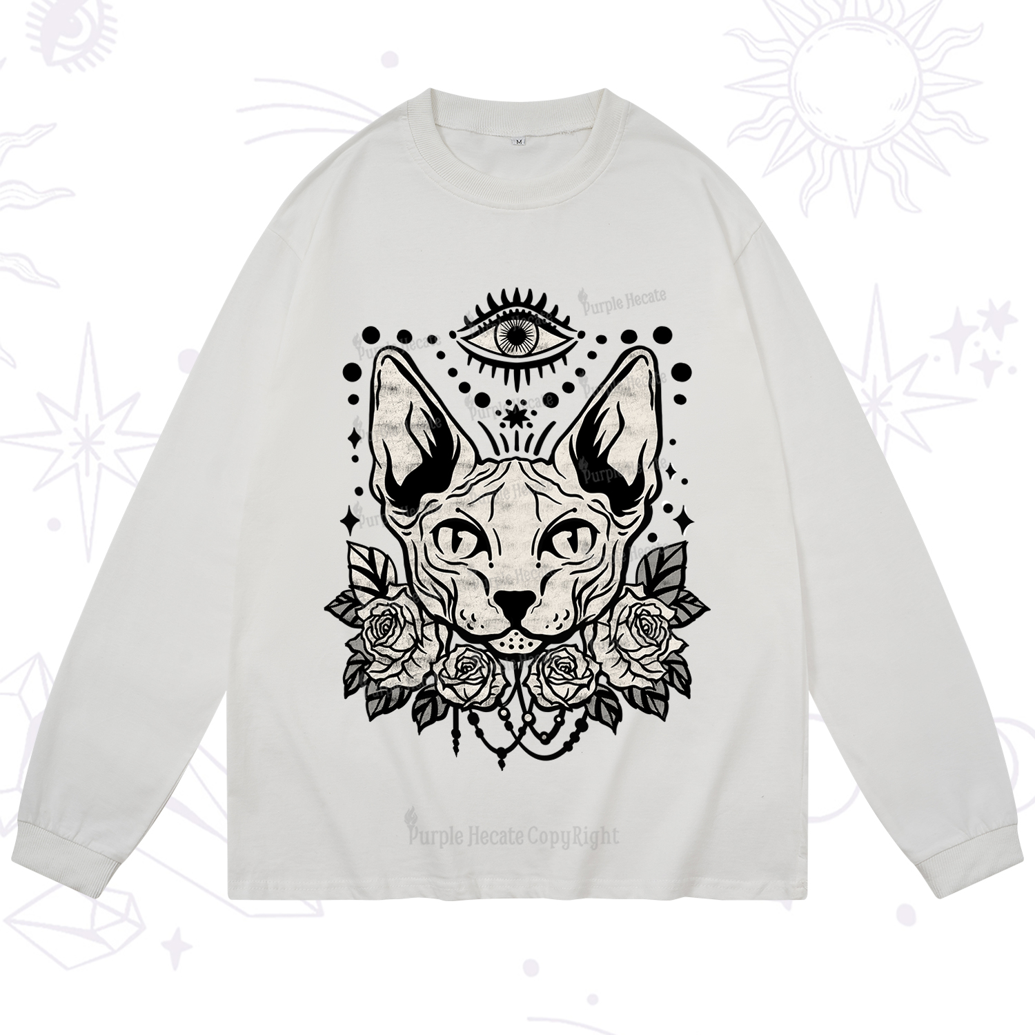 Purplehecate Mystical Cat Long Sleeve T-Shirt