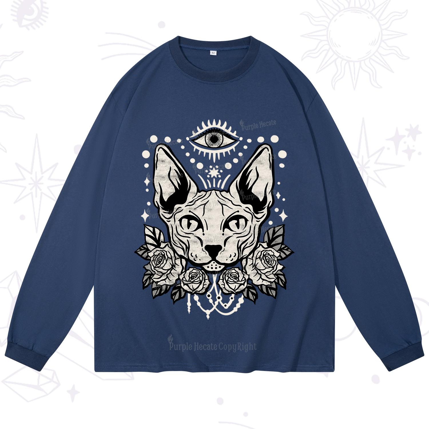 Purplehecate Mystical Cat Long Sleeve T-Shirt