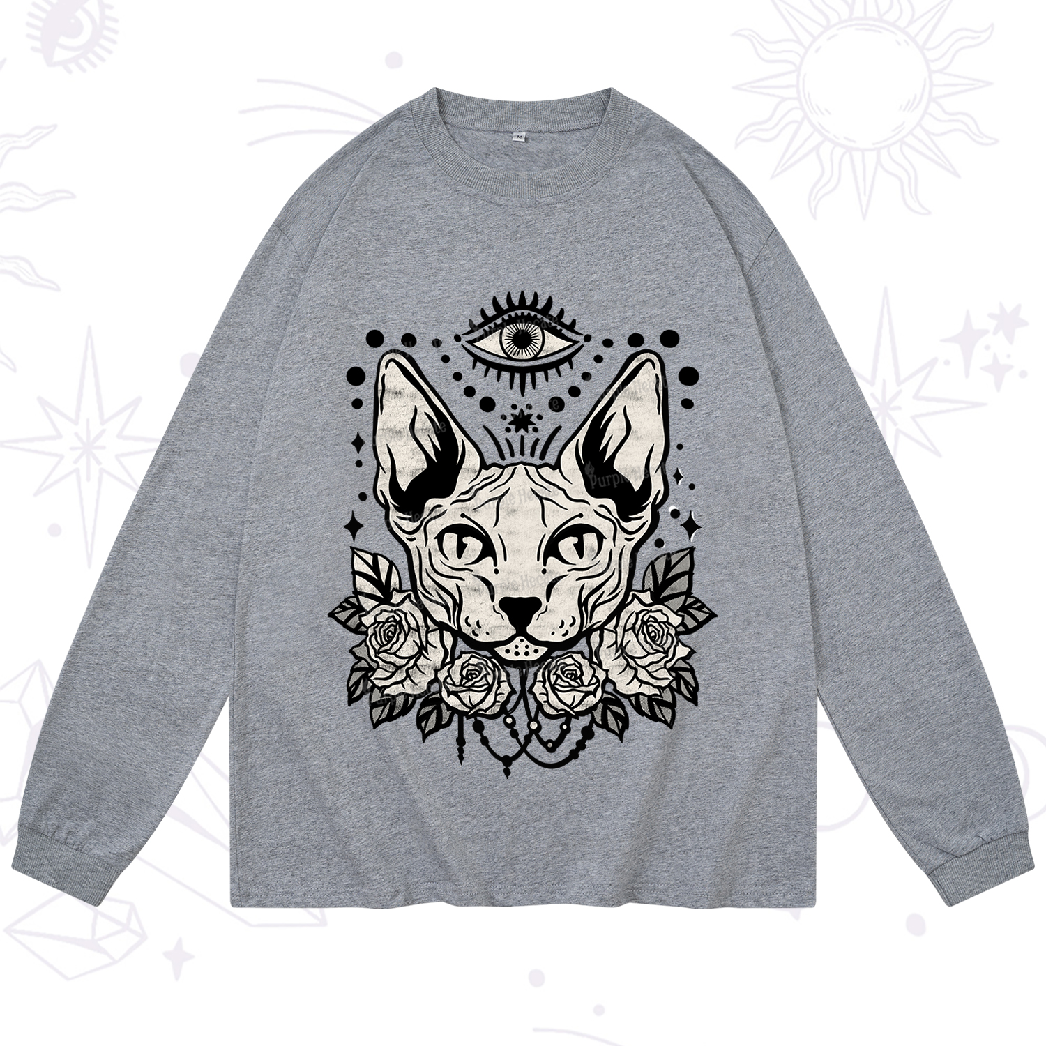 Purplehecate Mystical Cat Long Sleeve T-Shirt