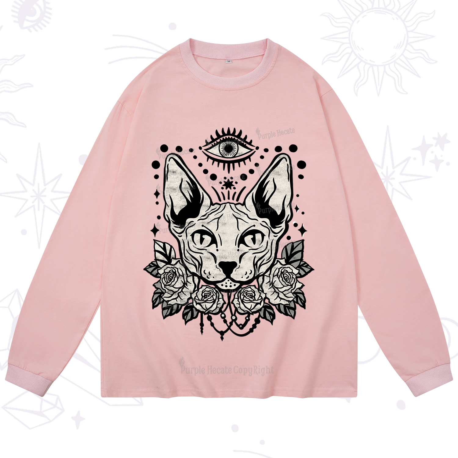 Purplehecate Mystical Cat Long Sleeve T-Shirt