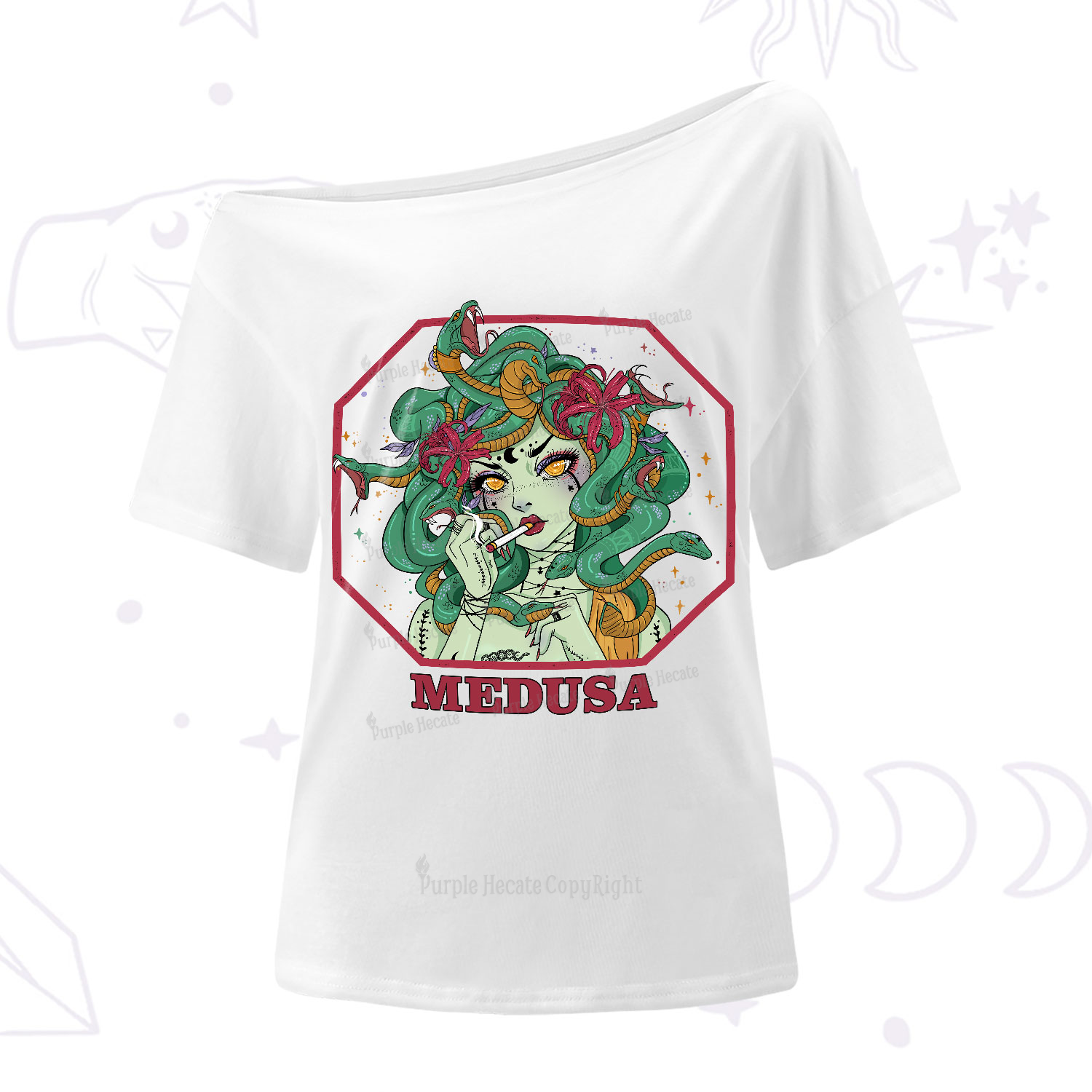 Purplehecate The Greek Goddess Medusa One-Shoulder T-Shirt