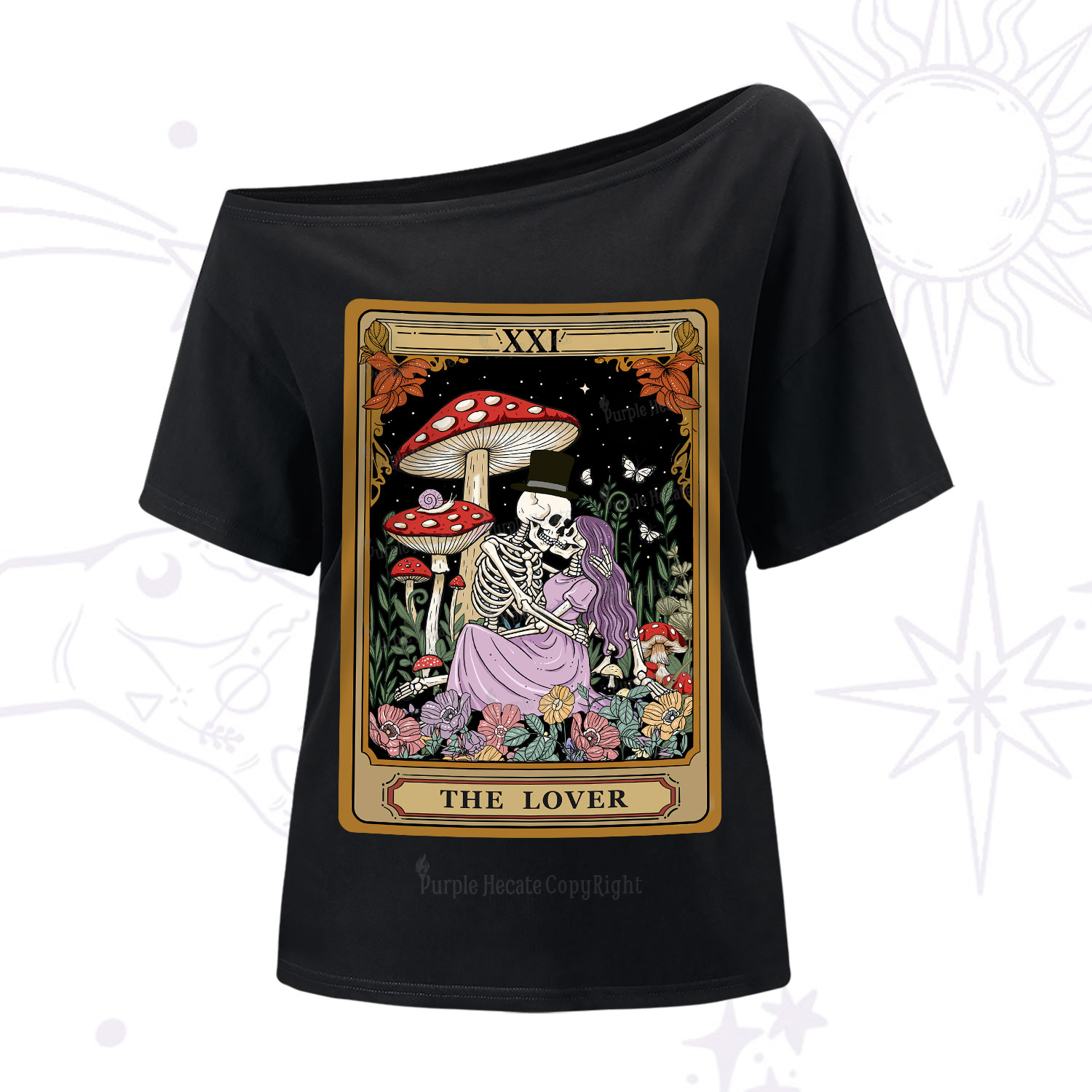 Purplehecate The Vintage Lover Tarot One-Shoulder T-Shirt