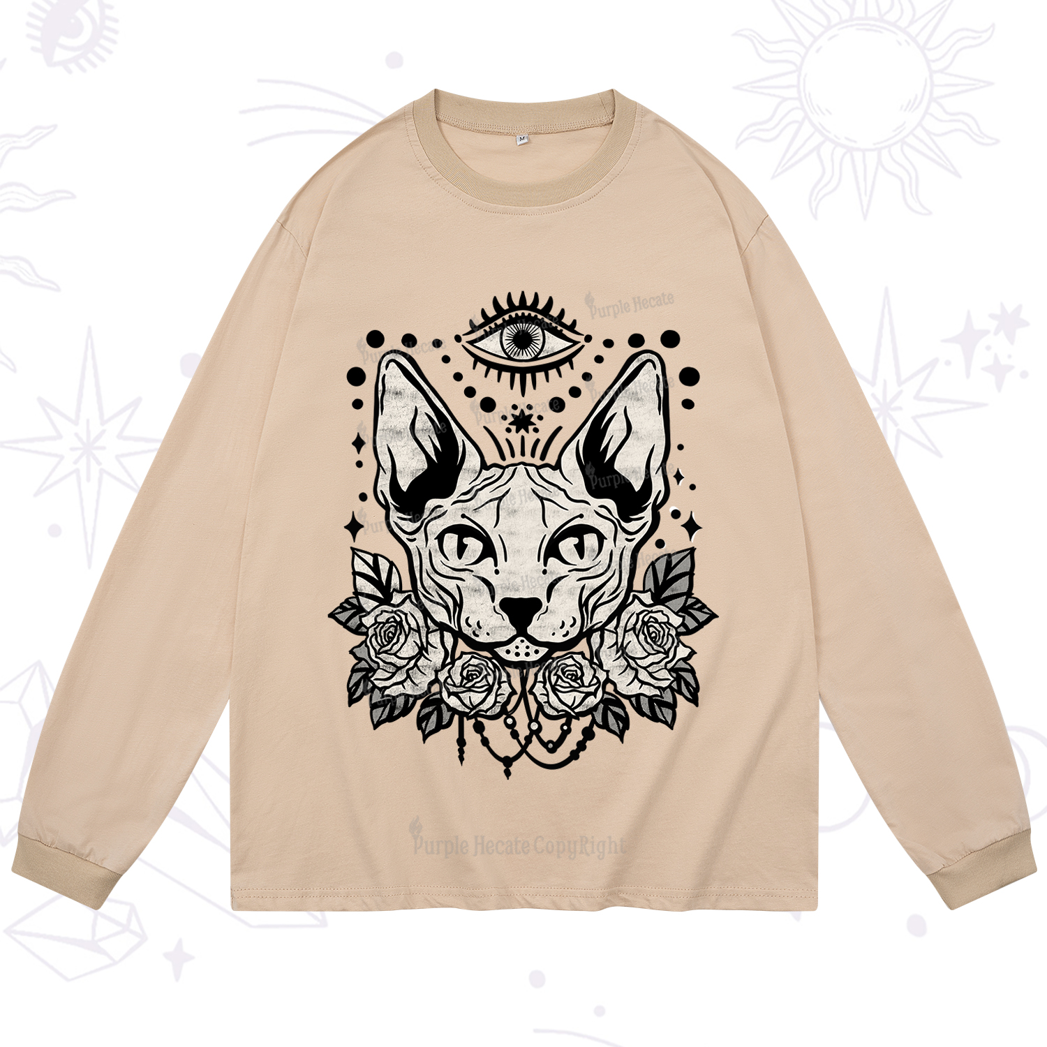 Purplehecate Mystical Cat Long Sleeve T-Shirt