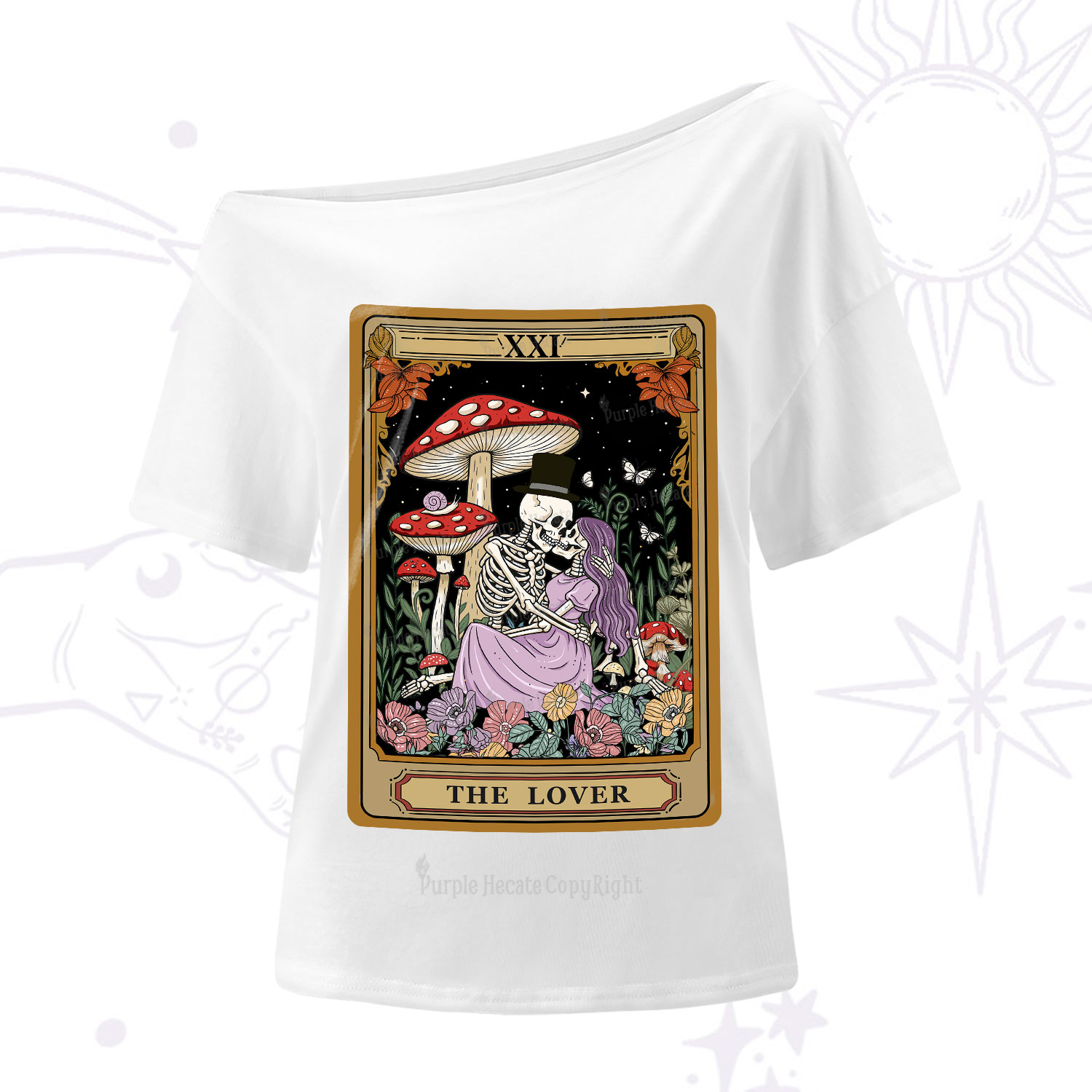 Purplehecate The Vintage Lover Tarot One-Shoulder T-Shirt