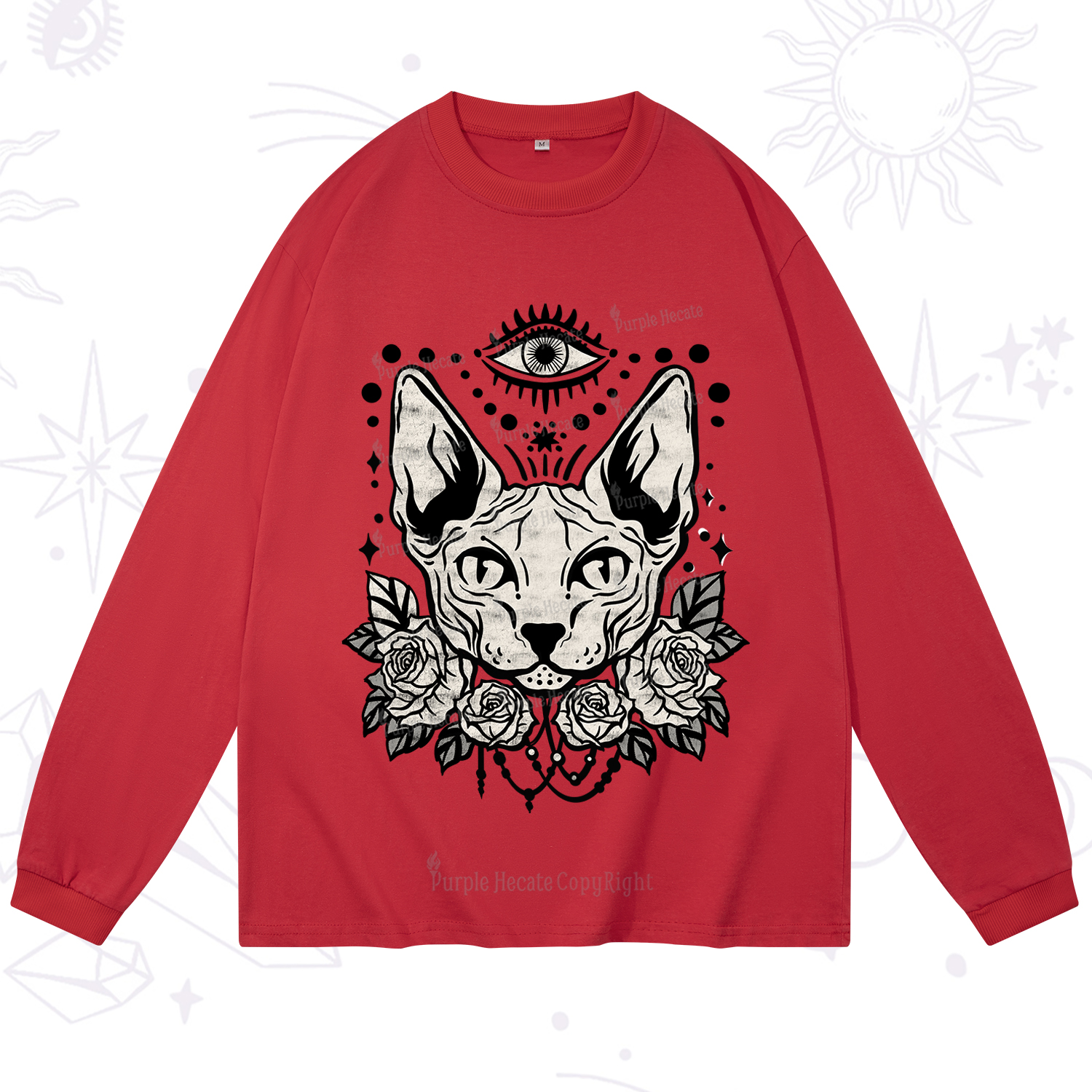 Purplehecate Mystical Cat Long Sleeve T-Shirt