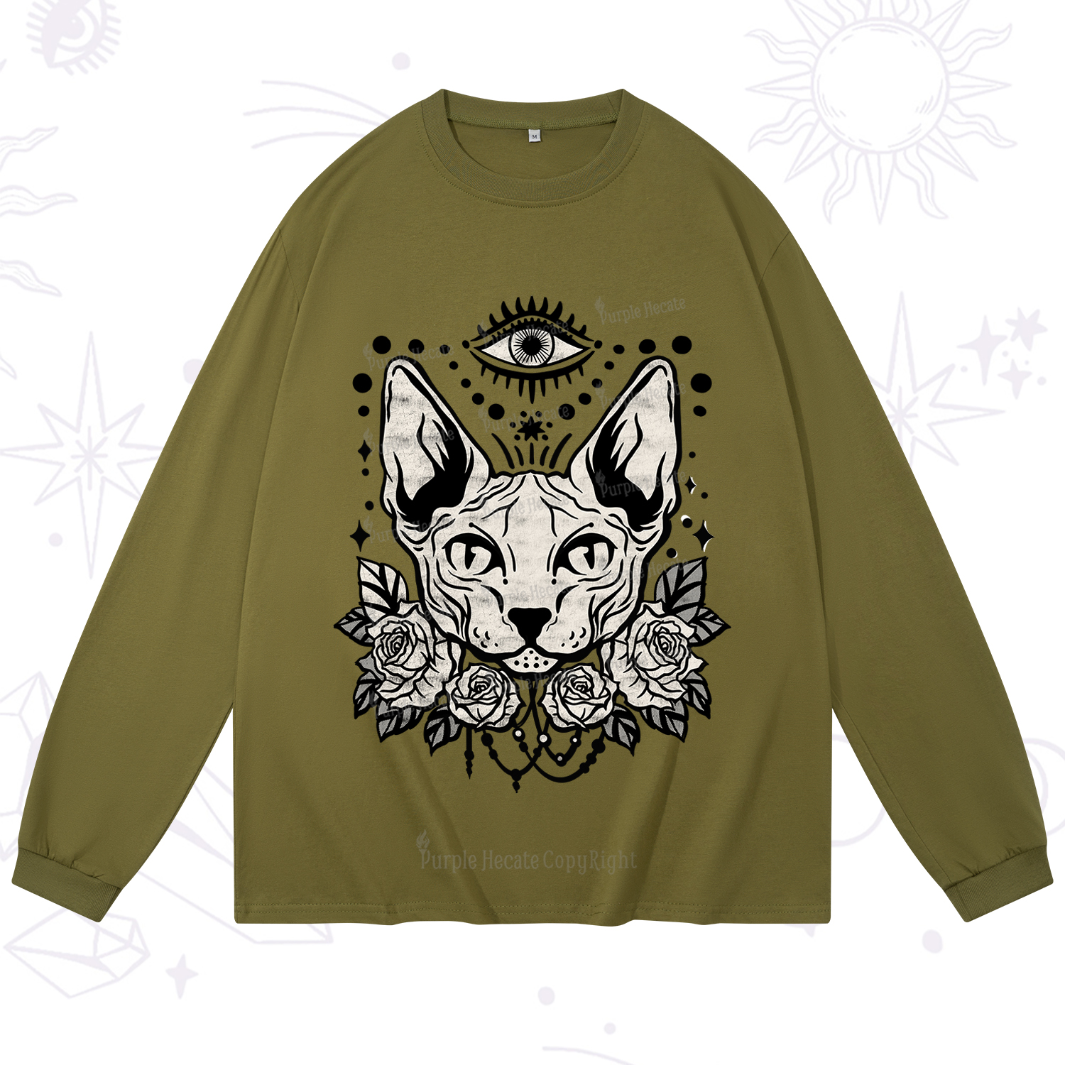 Purplehecate Mystical Cat Long Sleeve T-Shirt