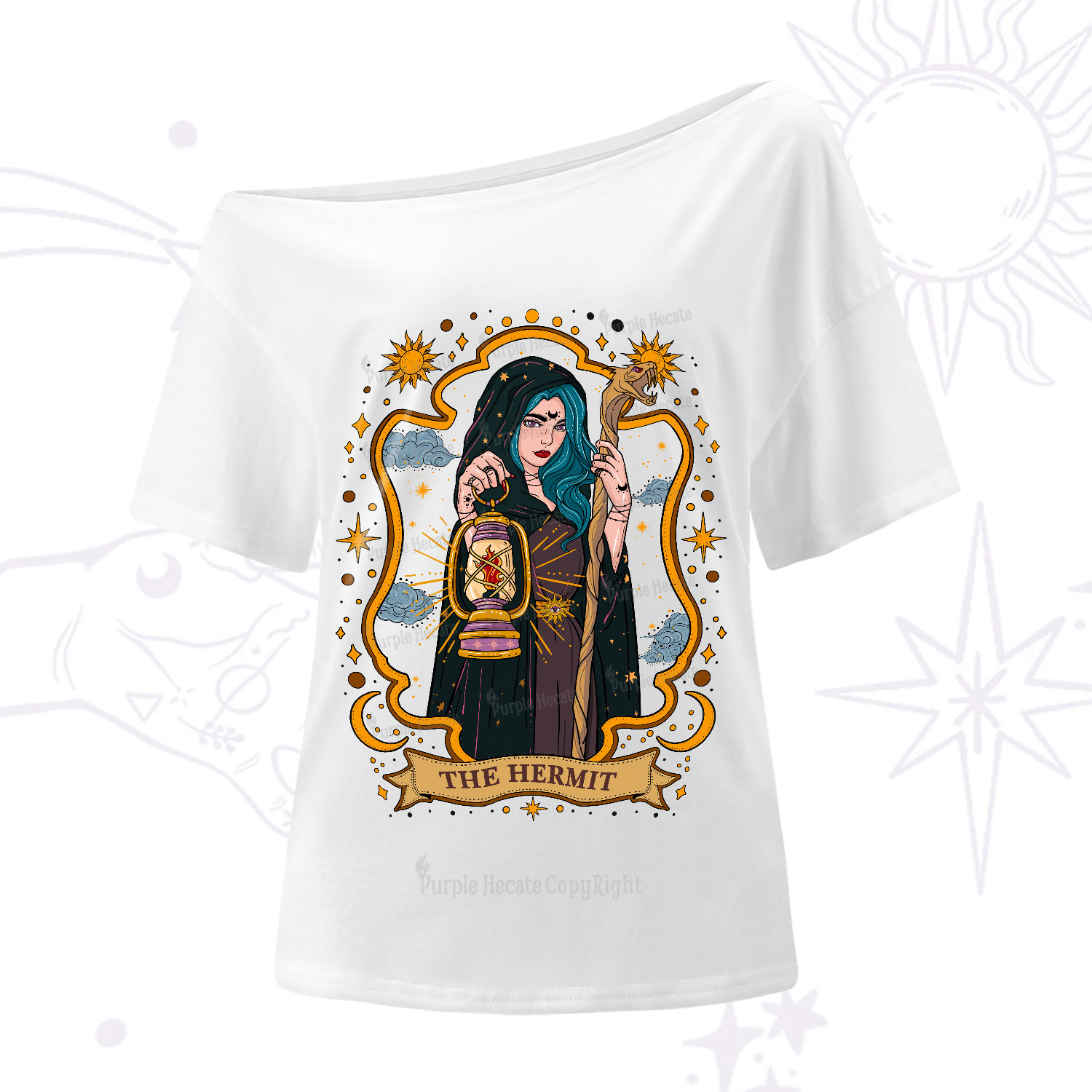 Purplehecate The Hermit Goddess One-Shoulder T-Shirt