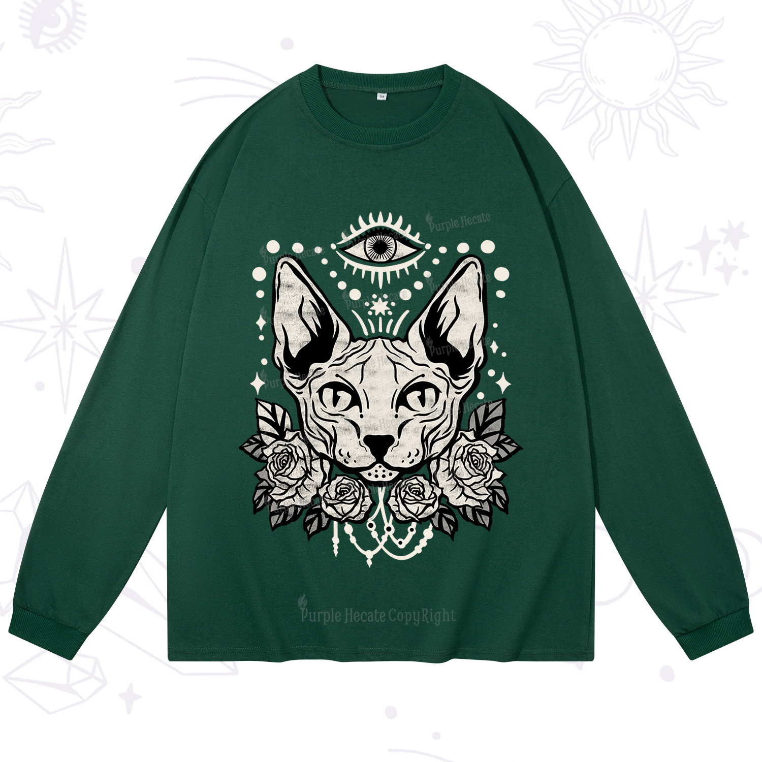 Purplehecate Mystical Cat Long Sleeve T-Shirt