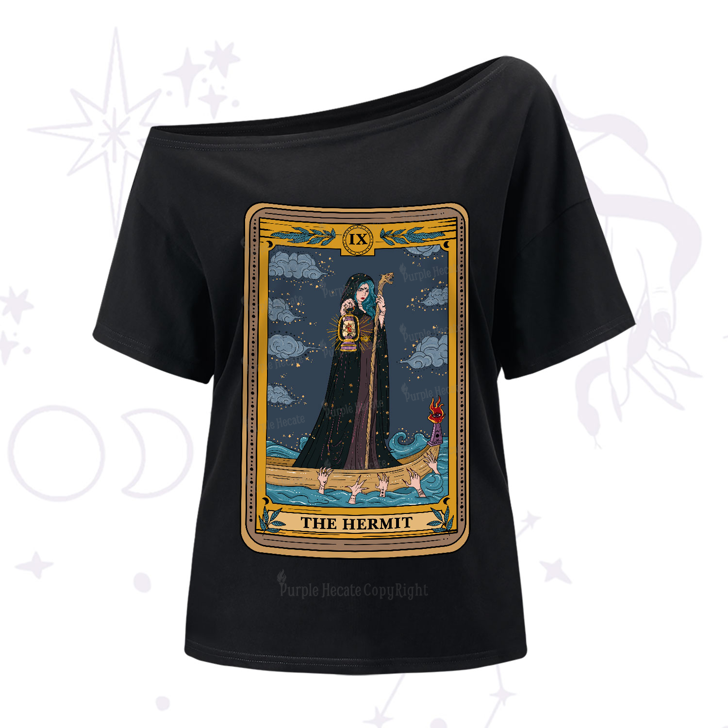Purplehecate The Hermit Goddess Tarot One-Shoulder T-Shirt