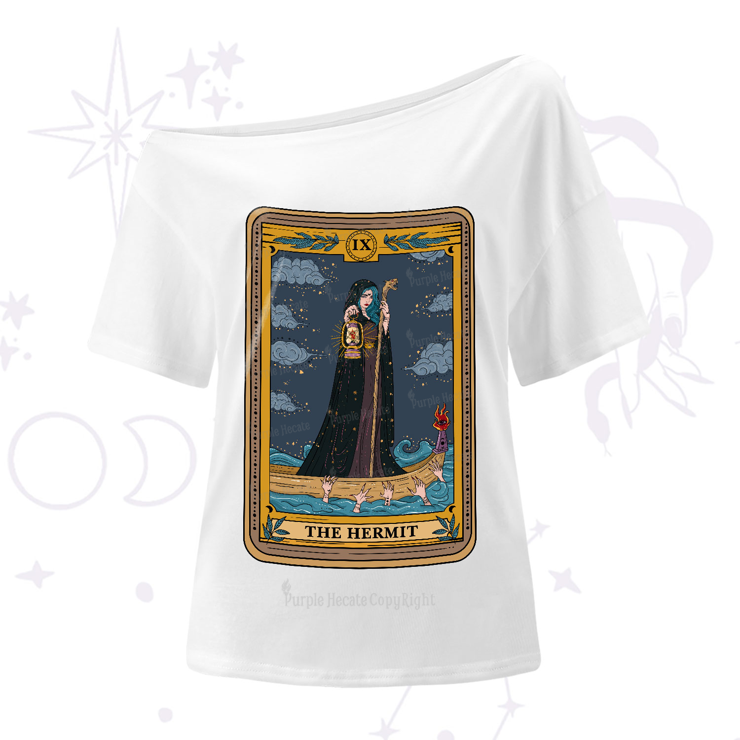 Purplehecate The Hermit Goddess Tarot One-Shoulder T-Shirt