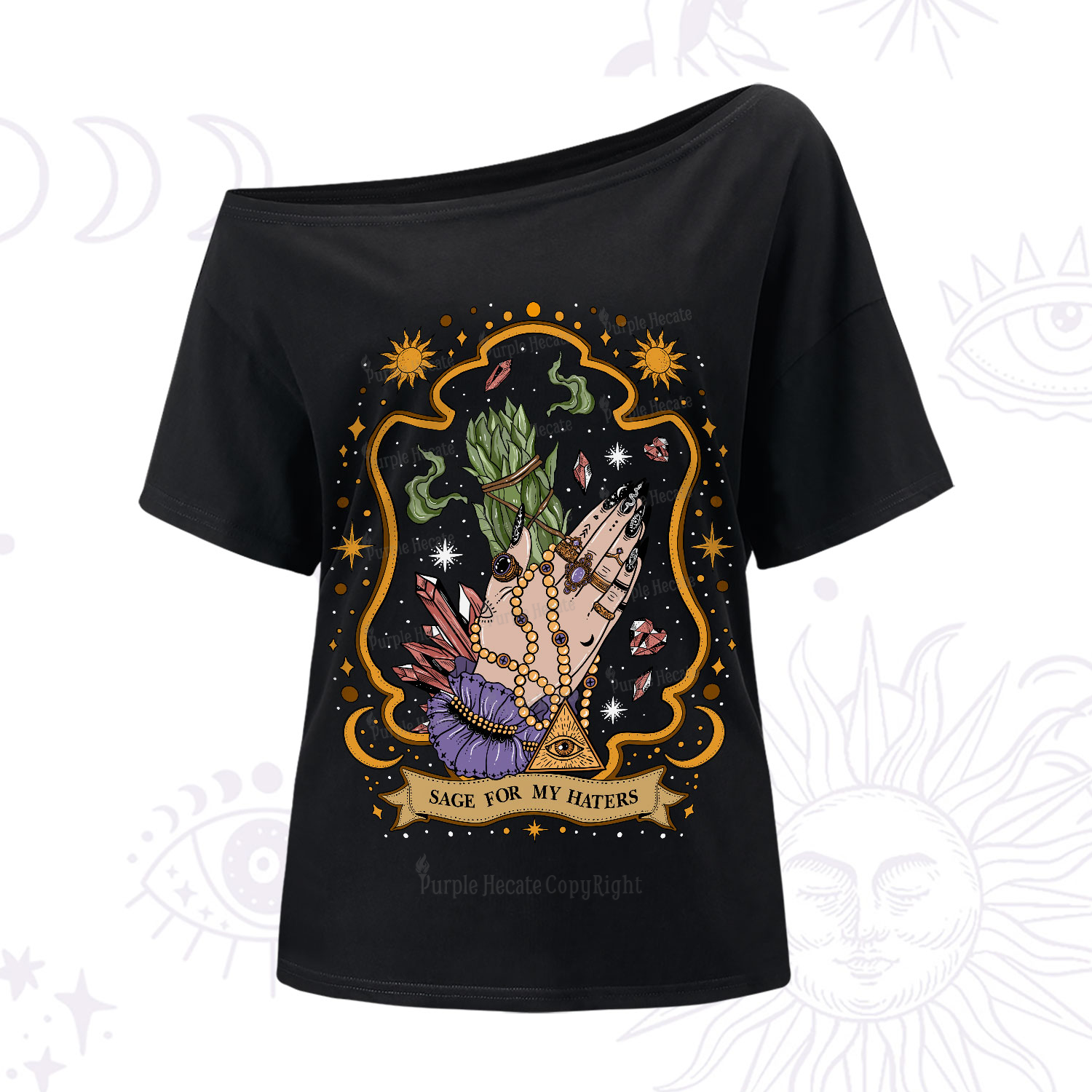 Purplehecate Sage For My Haters One-Shoulder T-Shirt