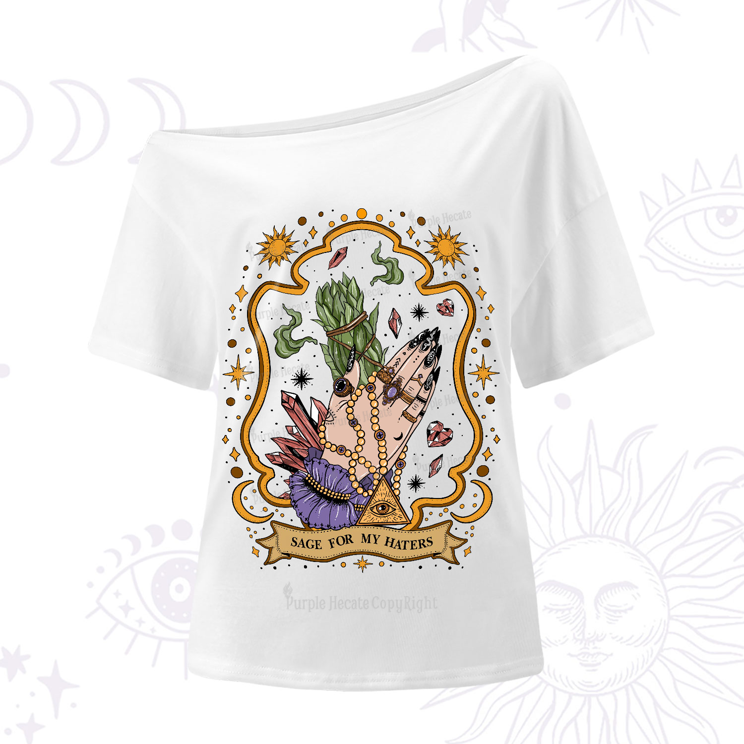 Purplehecate Sage For My Haters One-Shoulder T-Shirt