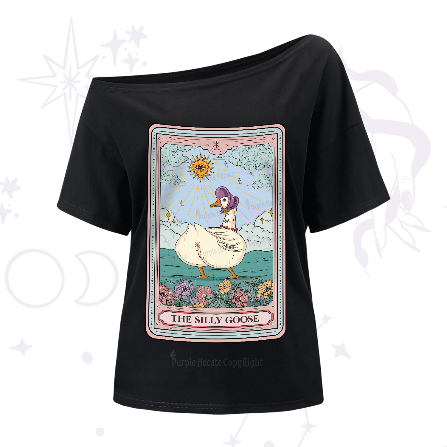 Purplehecate The Silly Goose Tarot One-Shoulder T-Shirt
