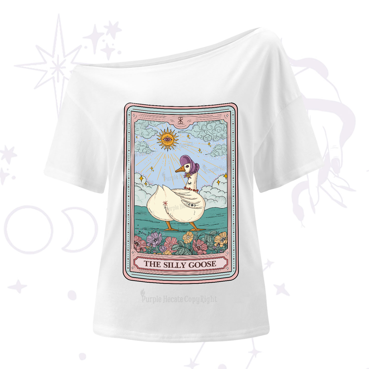 Purplehecate The Silly Goose Tarot One-Shoulder T-Shirt