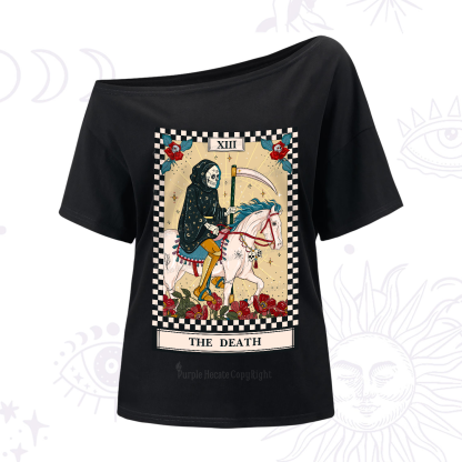 Purplehecate The Death Tarot Skeleton One-Shoulder T-Shirt