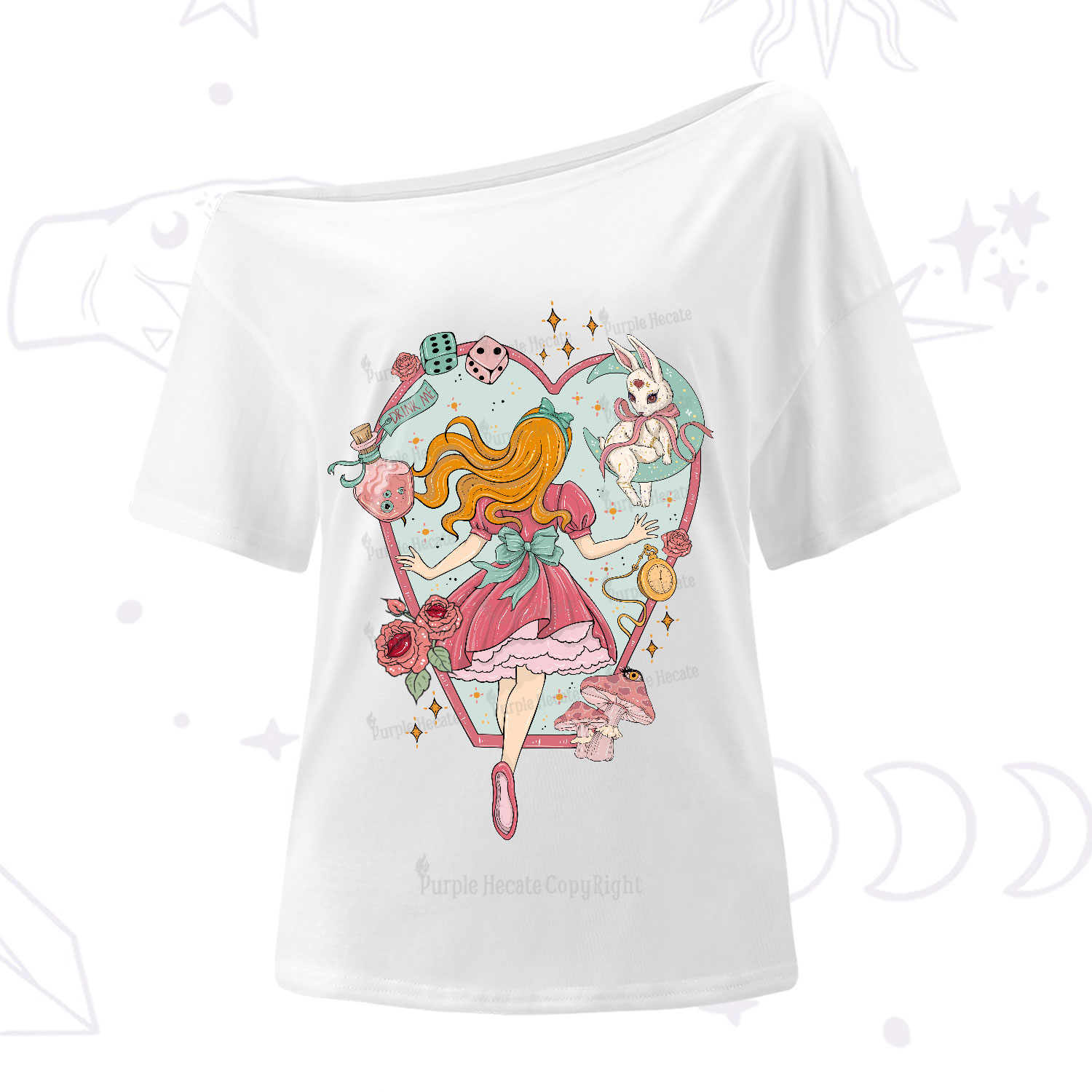 Purplehecate Alice's Secret Garden One-Shoulder T-Shirt