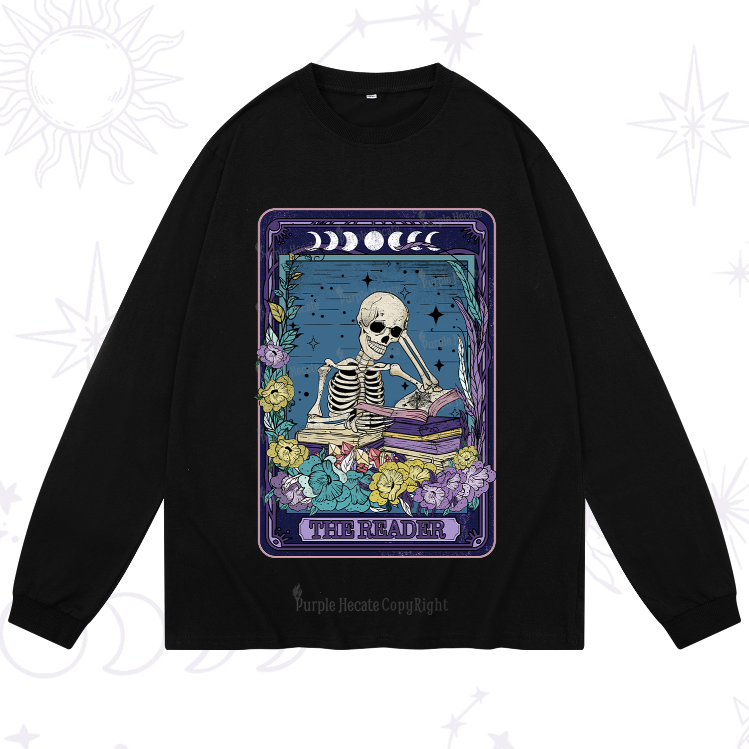 Purplehecate The Reader Tarot Card Long Sleeve T-Shirt