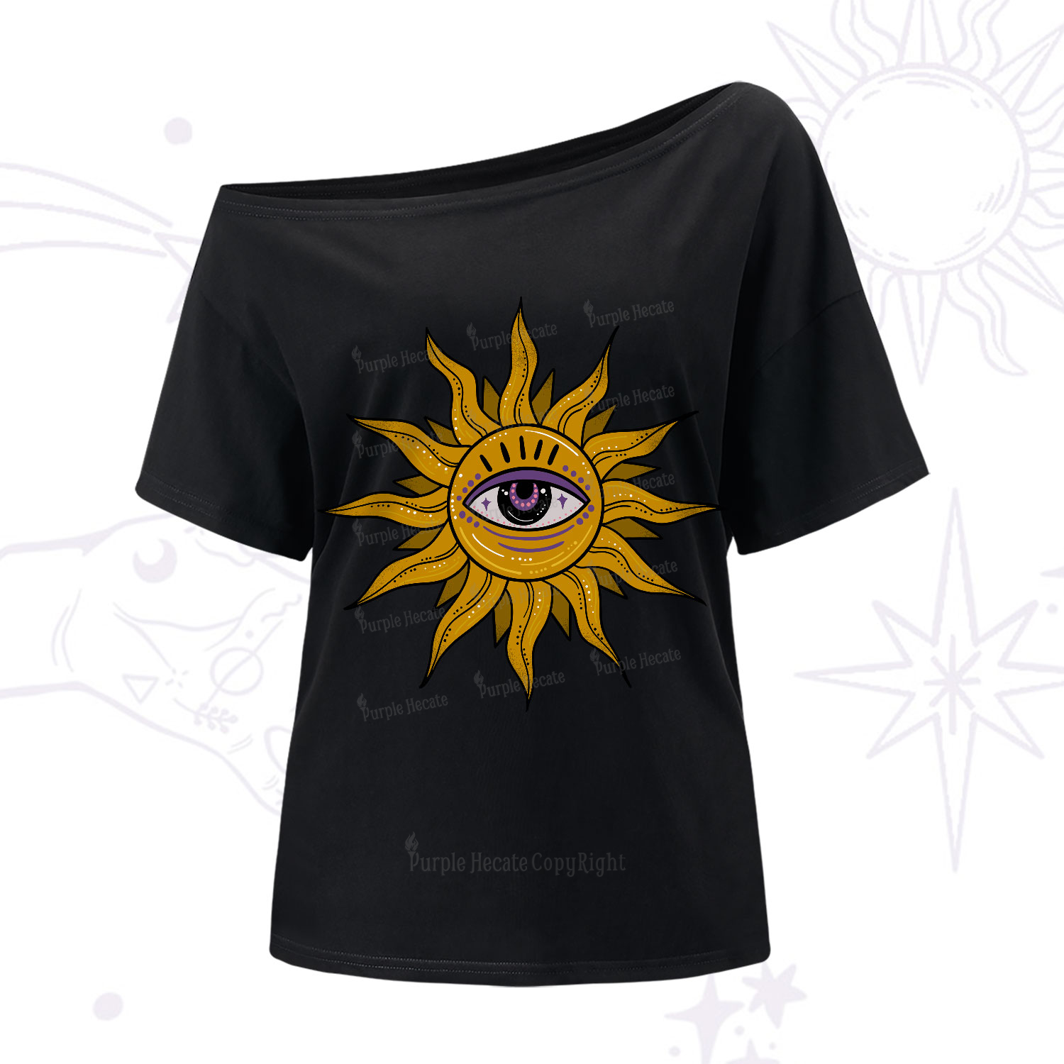 Purplehecate Eye of the Sun One-Shoulder T-Shirt