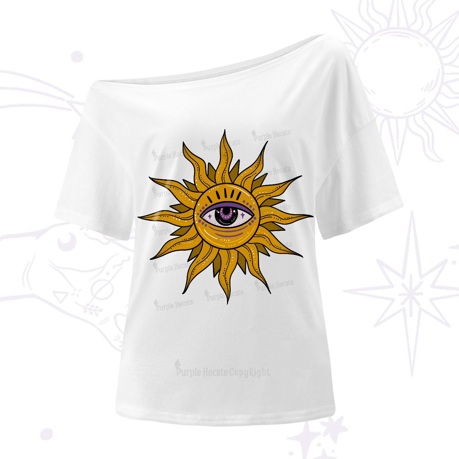 Purplehecate Eye of the Sun One-Shoulder T-Shirt