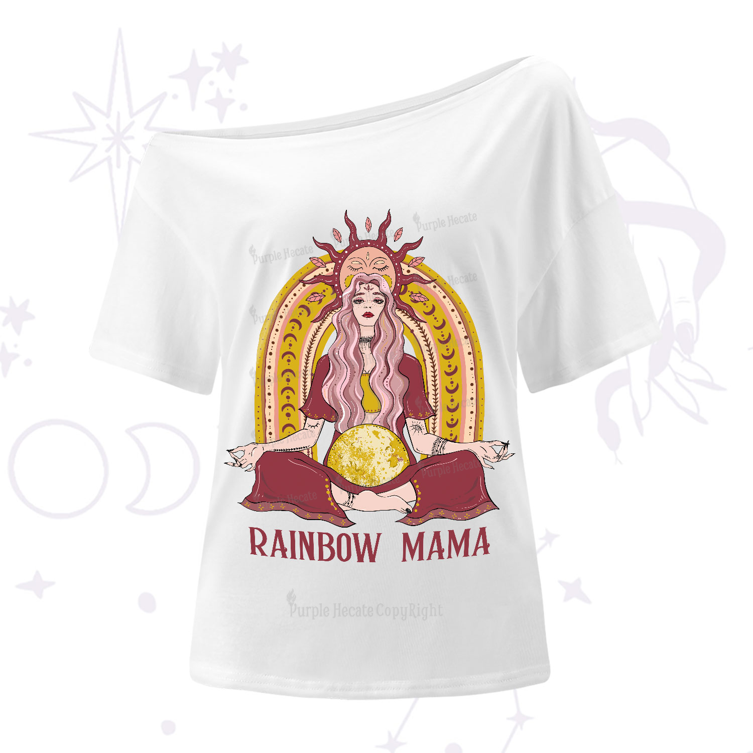 Purplehecate Rainbow Mama One-Shoulder T-Shirt
