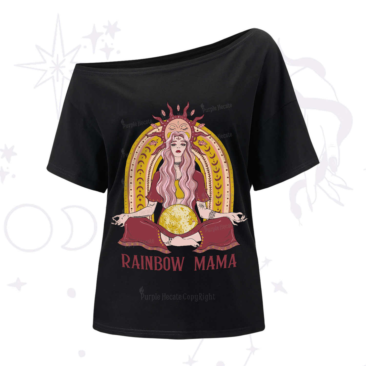 Purplehecate Rainbow Mama One-Shoulder T-Shirt