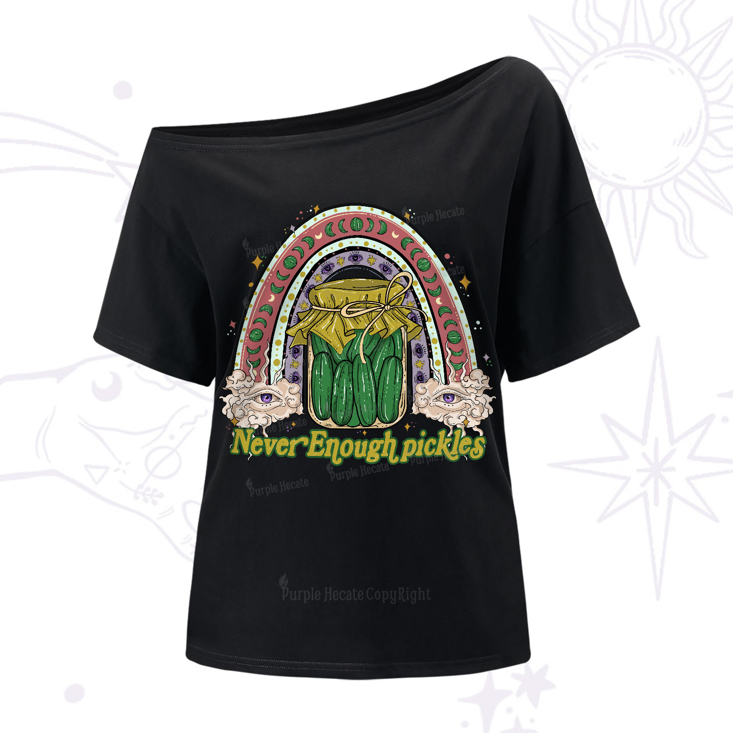 Purplehecate Never Enough Pickles One-Shoulder T-Shirt
