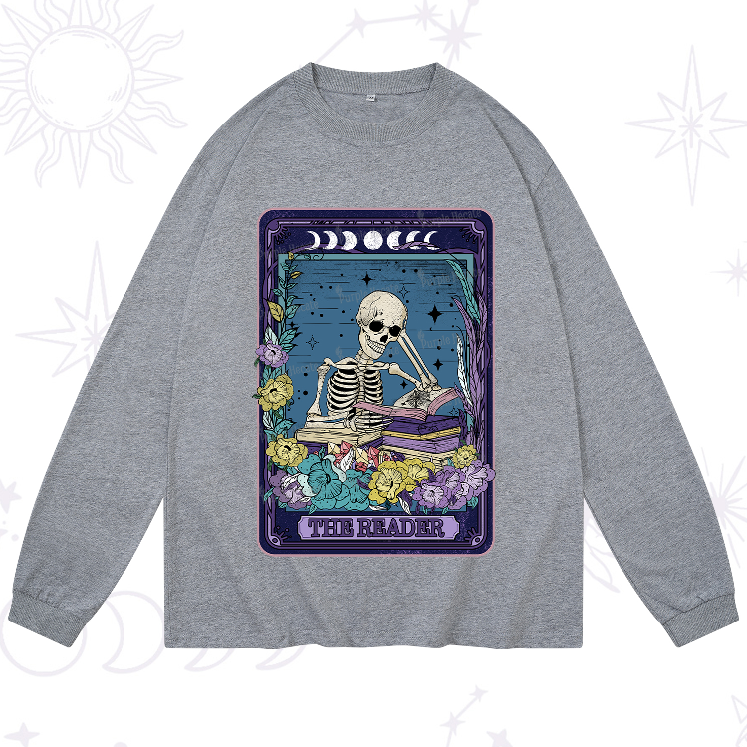 Purplehecate The Reader Tarot Card Long Sleeve T-Shirt