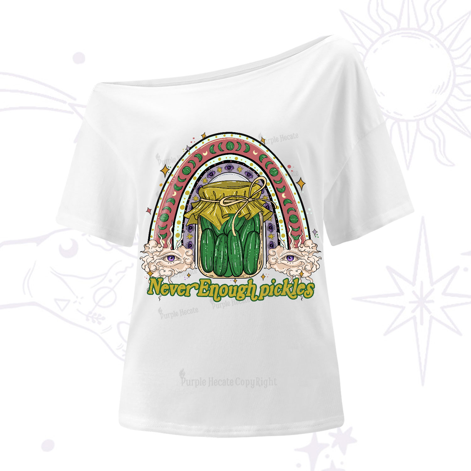 Purplehecate Never Enough Pickles One-Shoulder T-Shirt