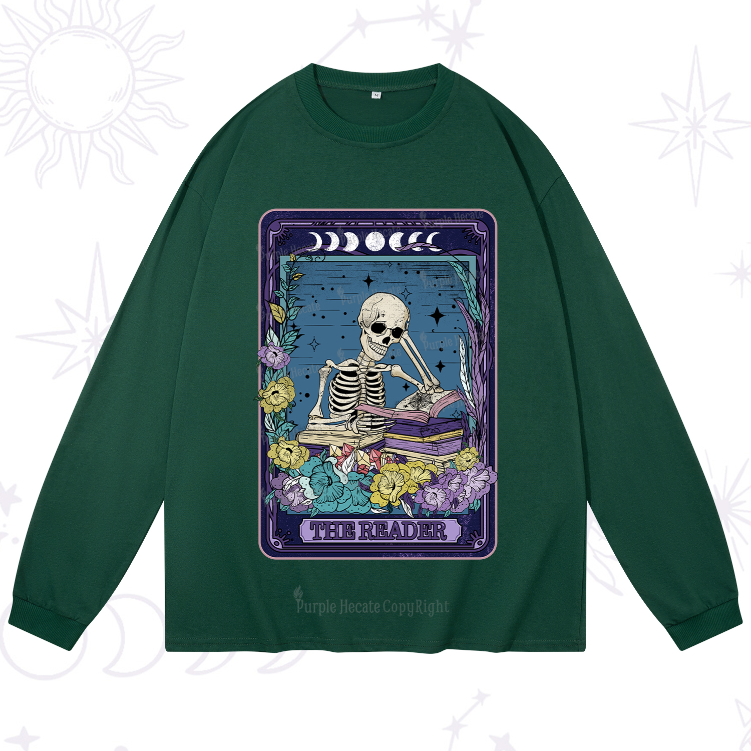 Purplehecate The Reader Tarot Card Long Sleeve T-Shirt