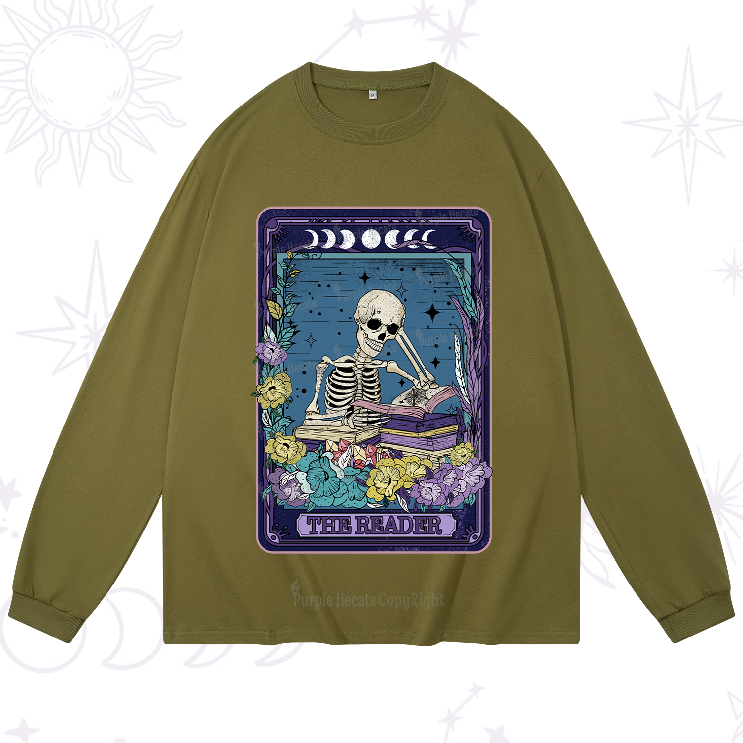 Purplehecate The Reader Tarot Card Long Sleeve T-Shirt