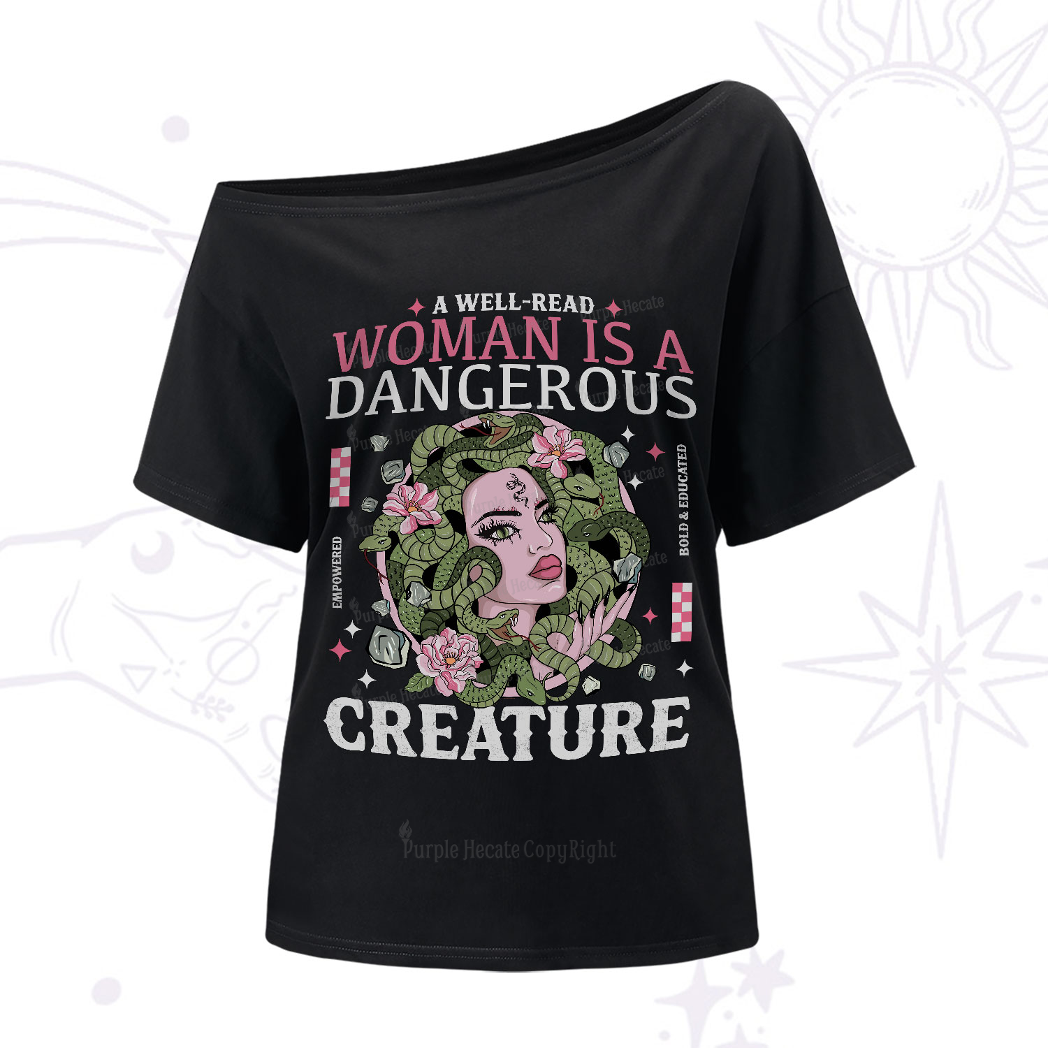Purplehecate A Well Read Woman Is A Dangerous One-Shoulder T-Shirt