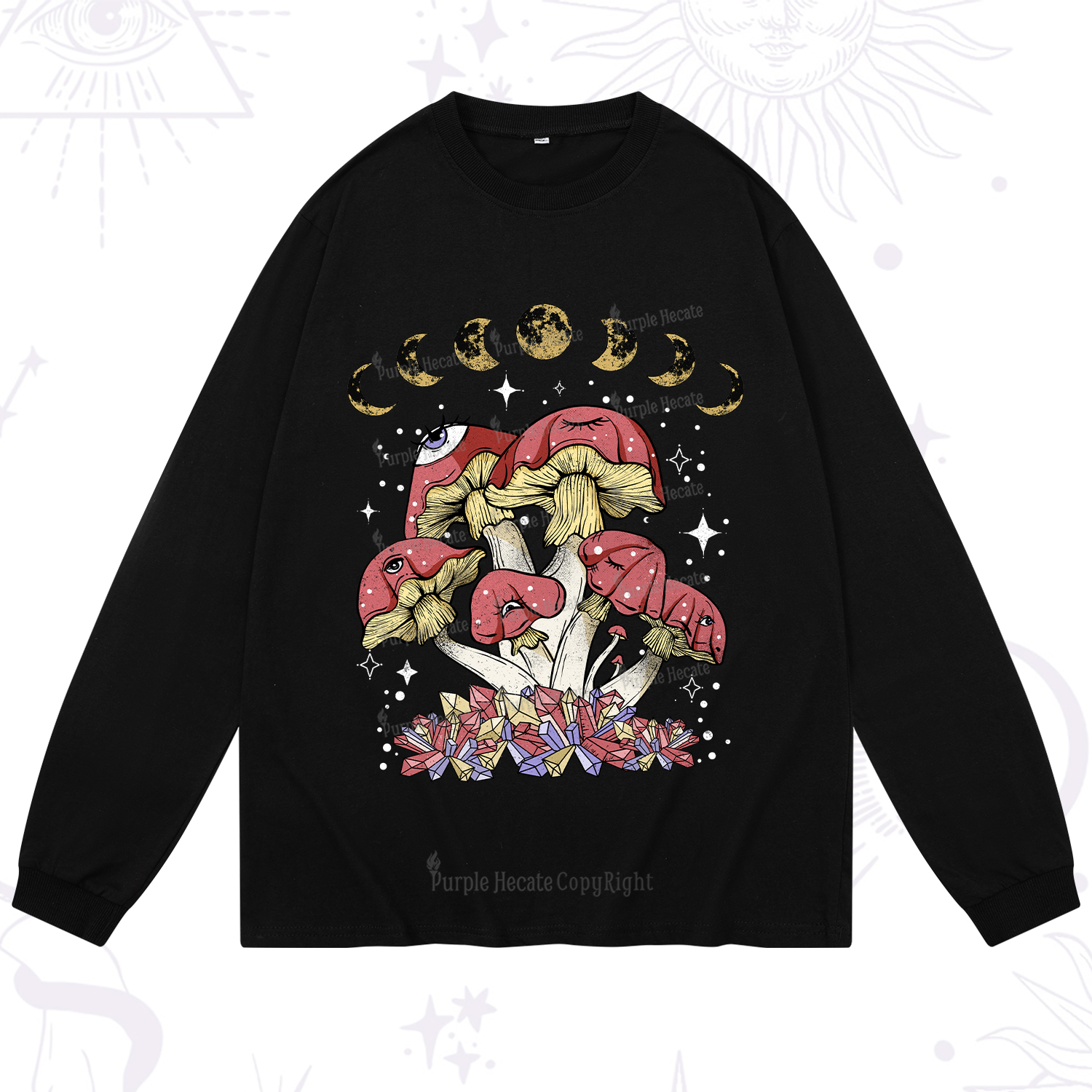 Purplehecate Magic Mushroom Long Sleeve T-Shirt