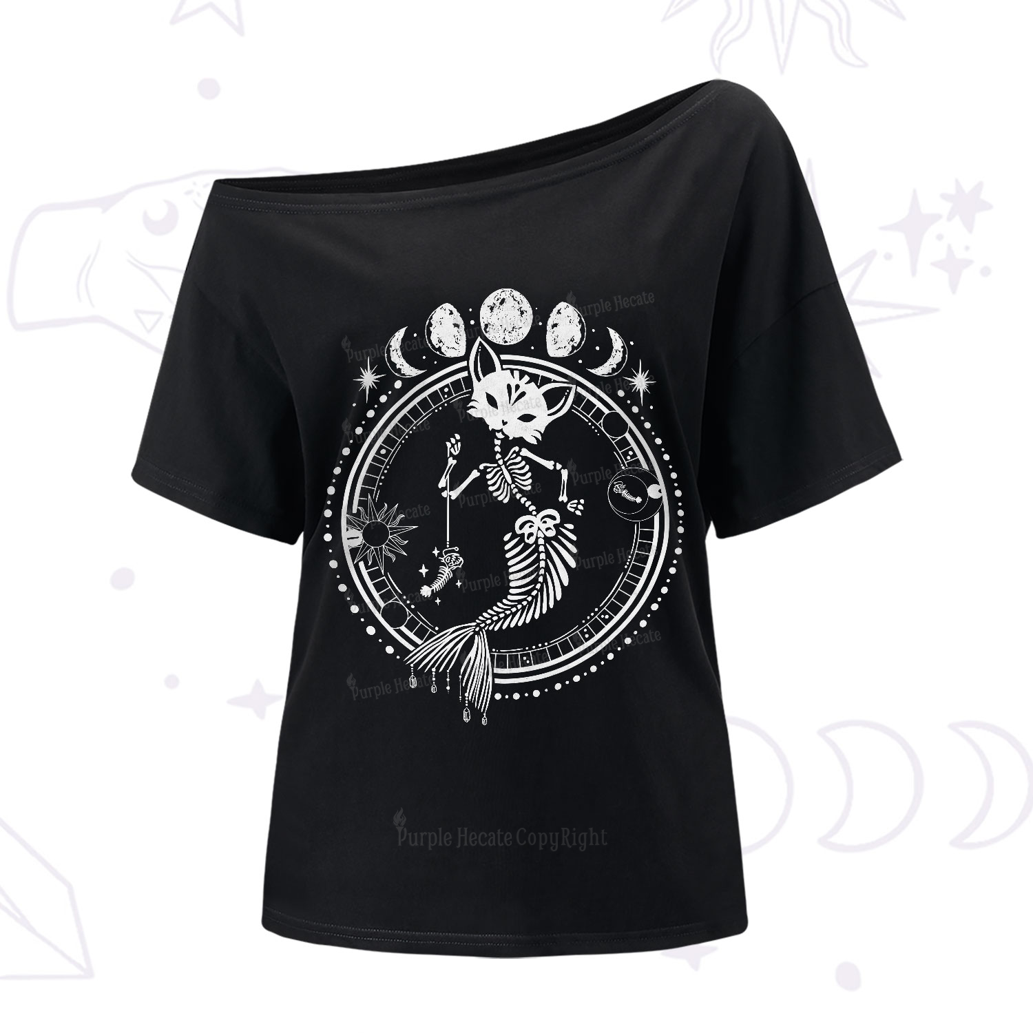 Purplehecate Purr-maid Prophecy One-Shoulder T-Shirt