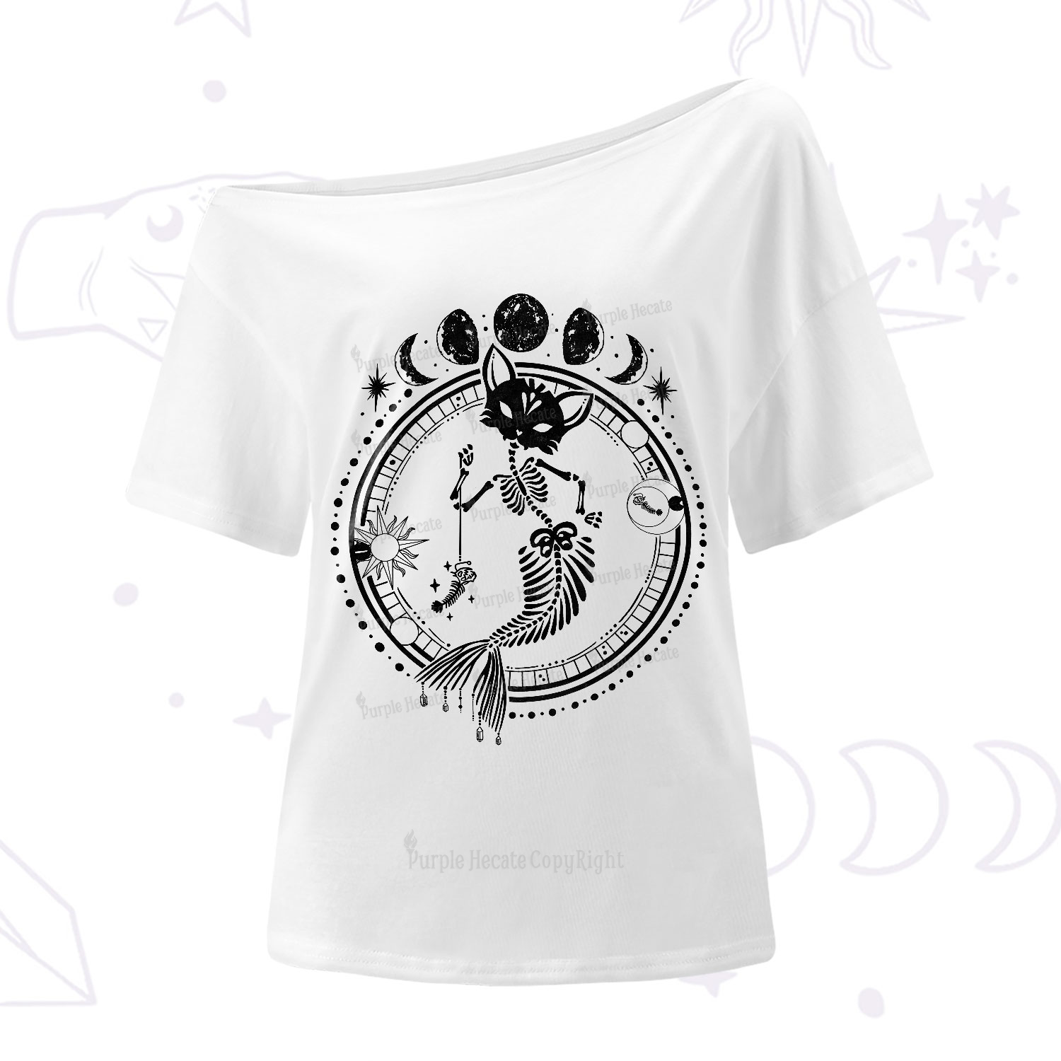 Purplehecate Purr-maid Prophecy One-Shoulder T-Shirt