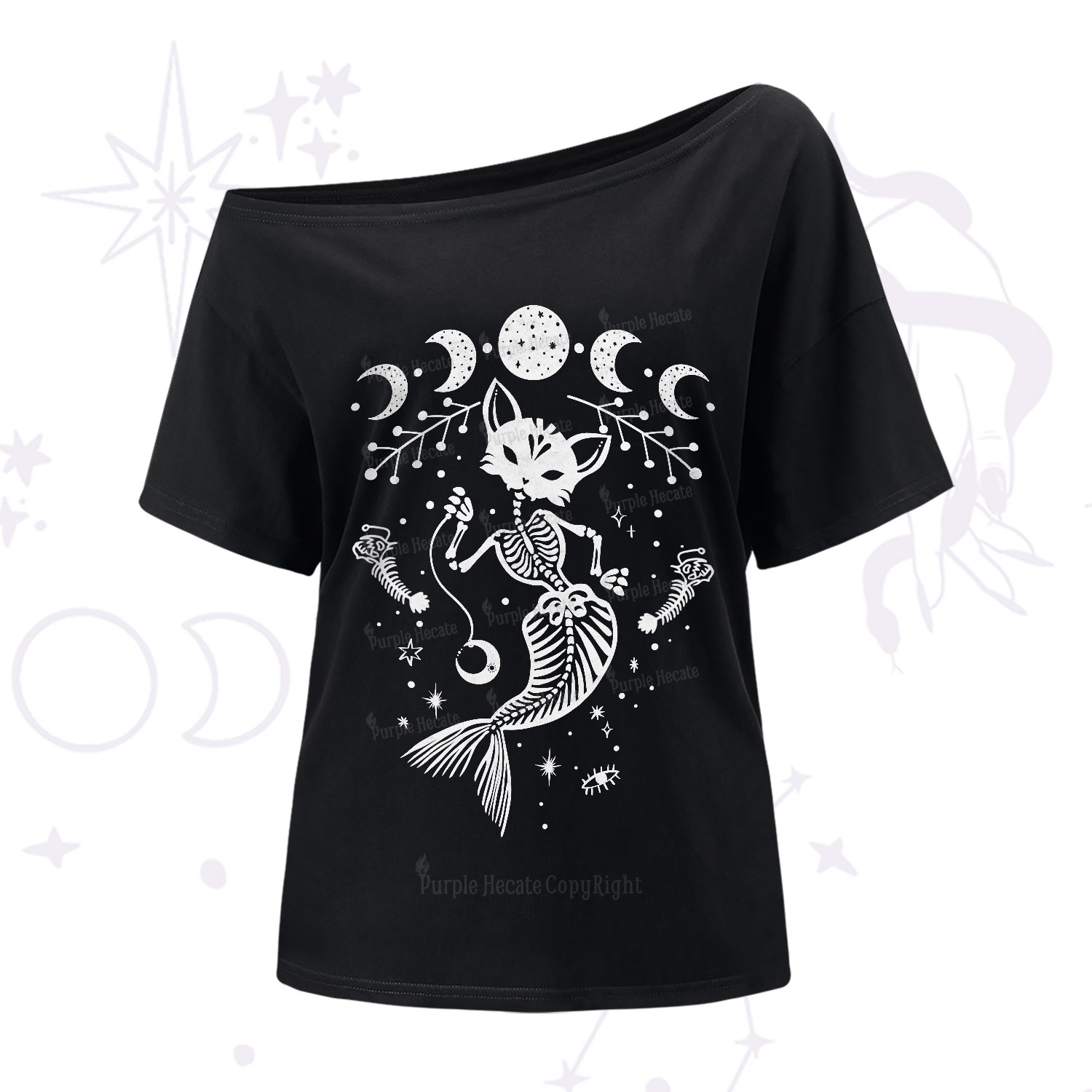 Purplehecate Purr-maid Tales One-Shoulder T-Shirt