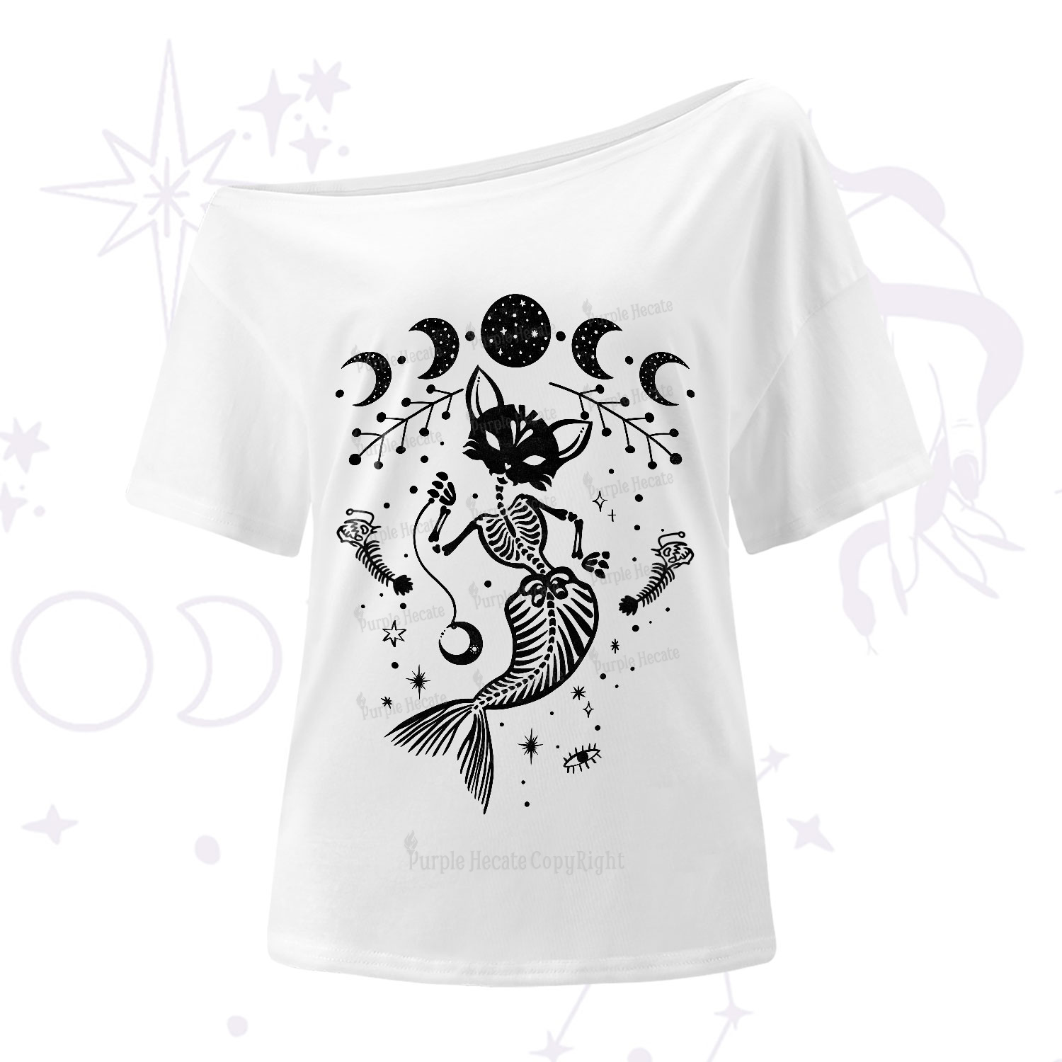 Purplehecate Purr-maid Tales One-Shoulder T-Shirt