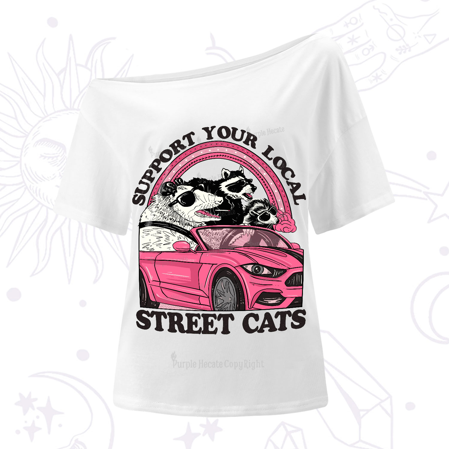 Purplehecate Support Local Street Cats One-Shoulder T-Shirt