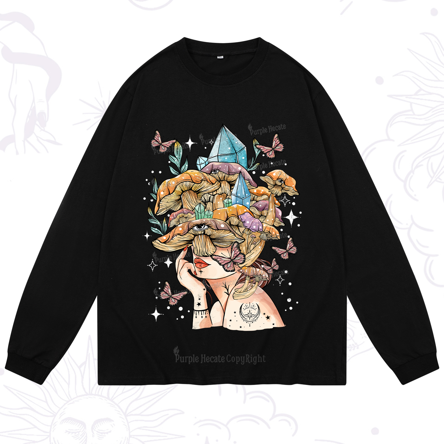 Purplehecate Crystal Goddess Long Sleeve T-Shirt