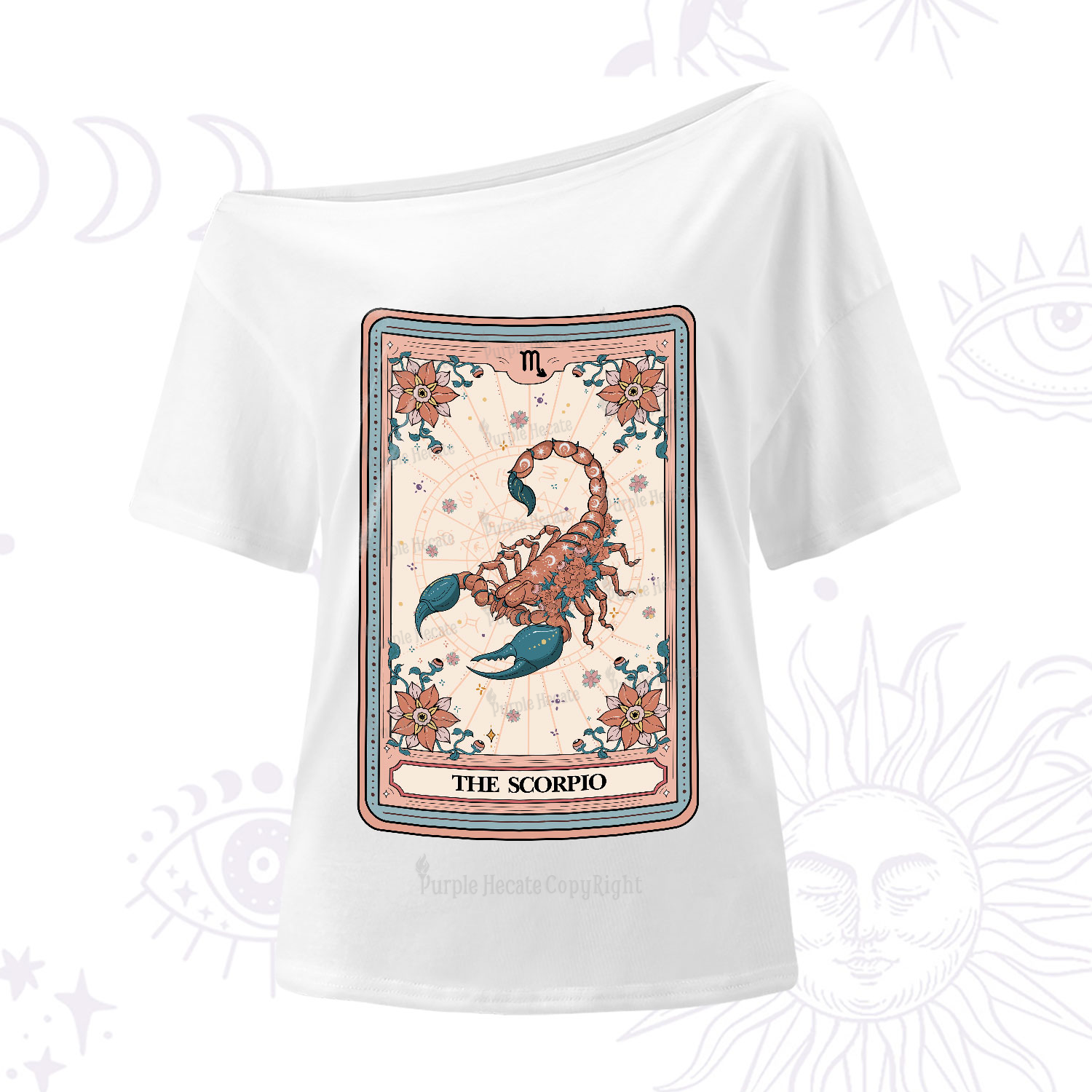 Purplehecate The Scorpio Tarot Card One-Shoulder T-Shirt