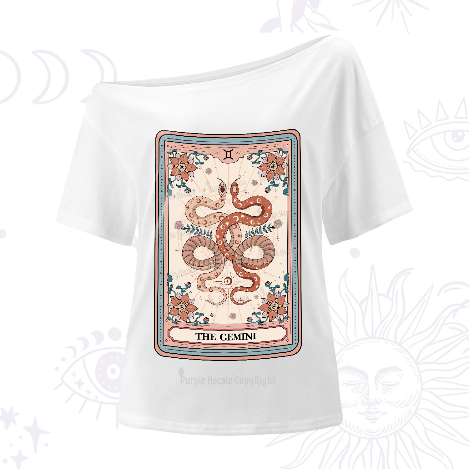 Purplehecate The Gemini Tarot Card One-Shoulder T-Shirt