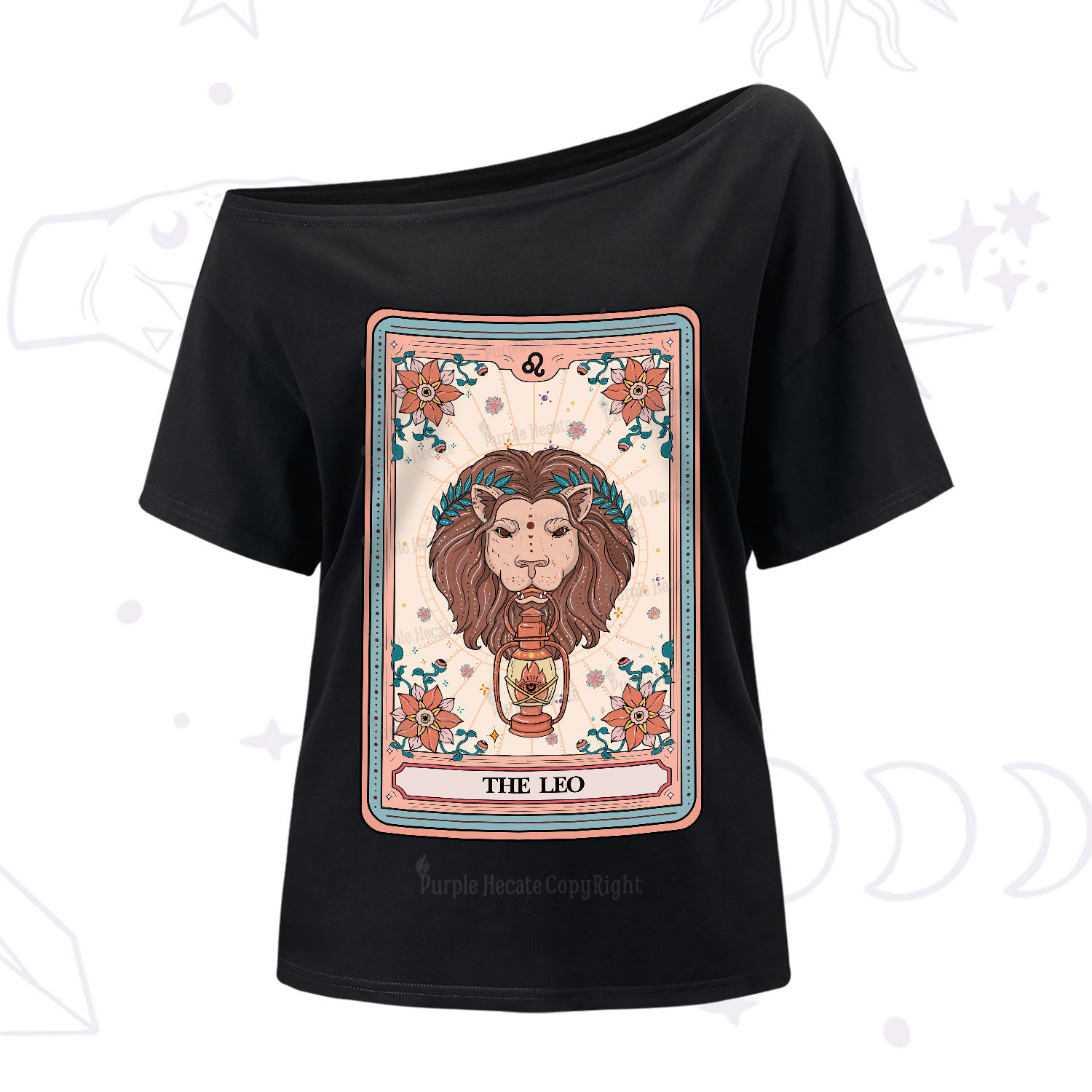Purplehecate The Leo Tarot Card One-Shoulder T-Shirt